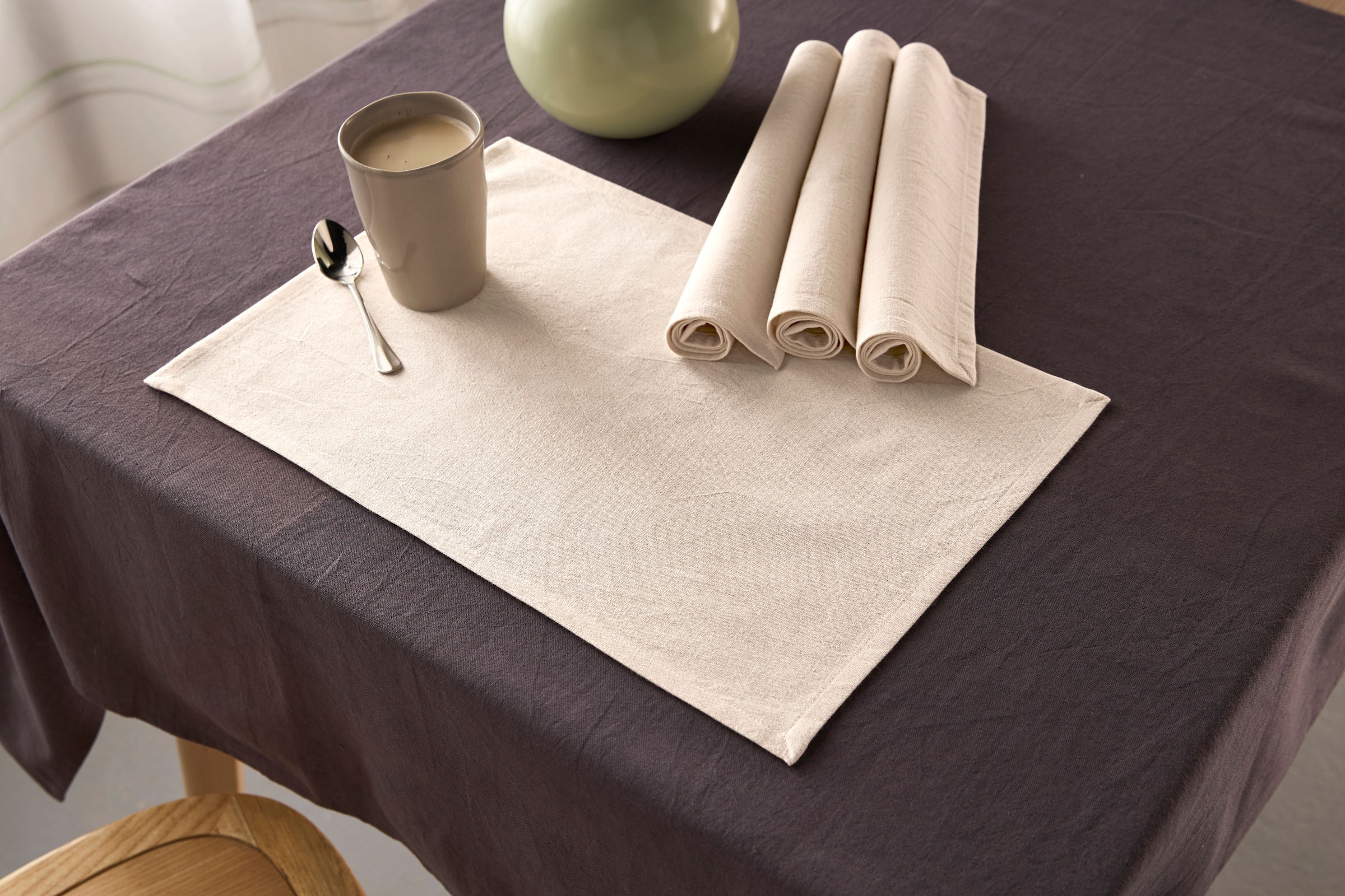 LeGer Home by Lena Gercke Platzset »Liaa« Baumwollqualität mit Leinenanteil, schöne Haptik, Deko, Maße 30x40 cm