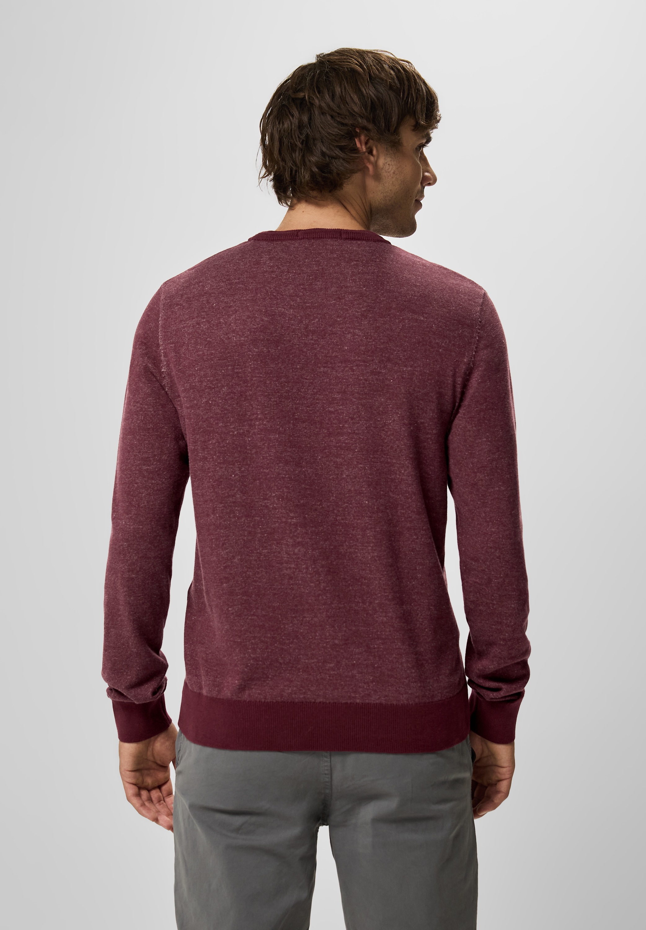 STREET ONE MEN Rundhalspullover, in Melange Optik
