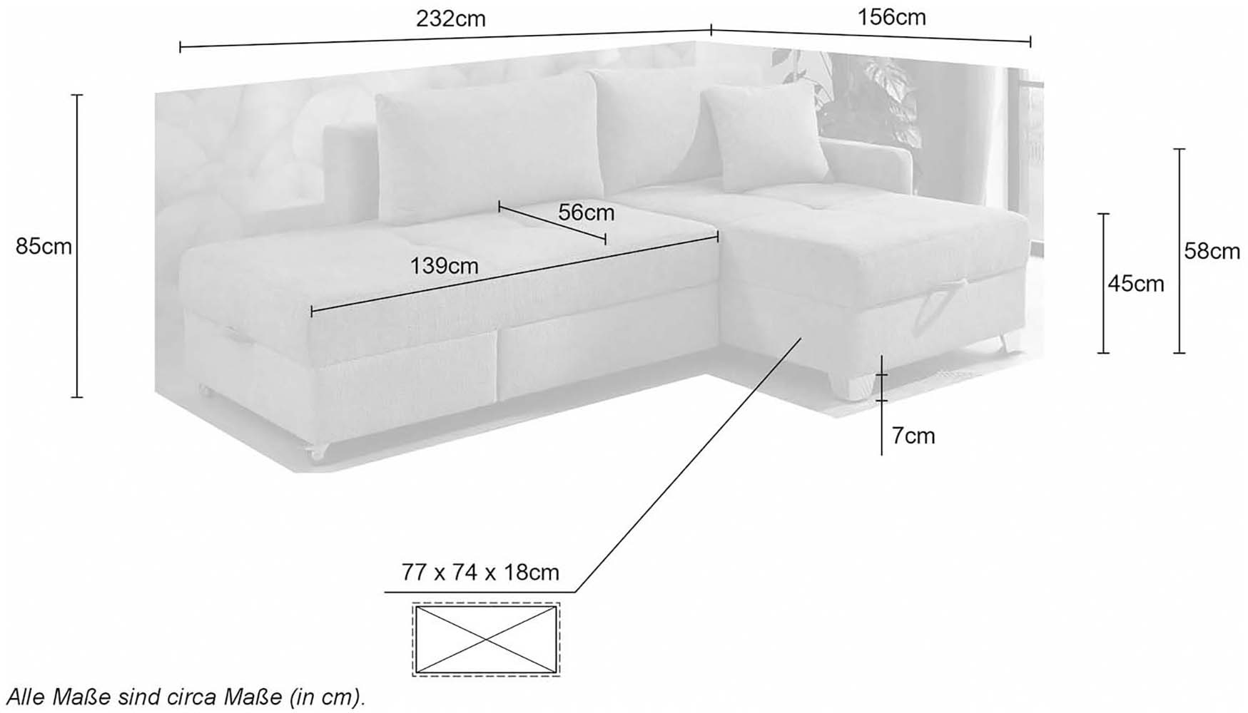 Jockenhöfer Gruppe Ecksofa »Lemberg, Dreh-Schwenk-Ottomane«, inklusive Relax- und Schlaffunktion, Ottomane links/ rechts montierbar