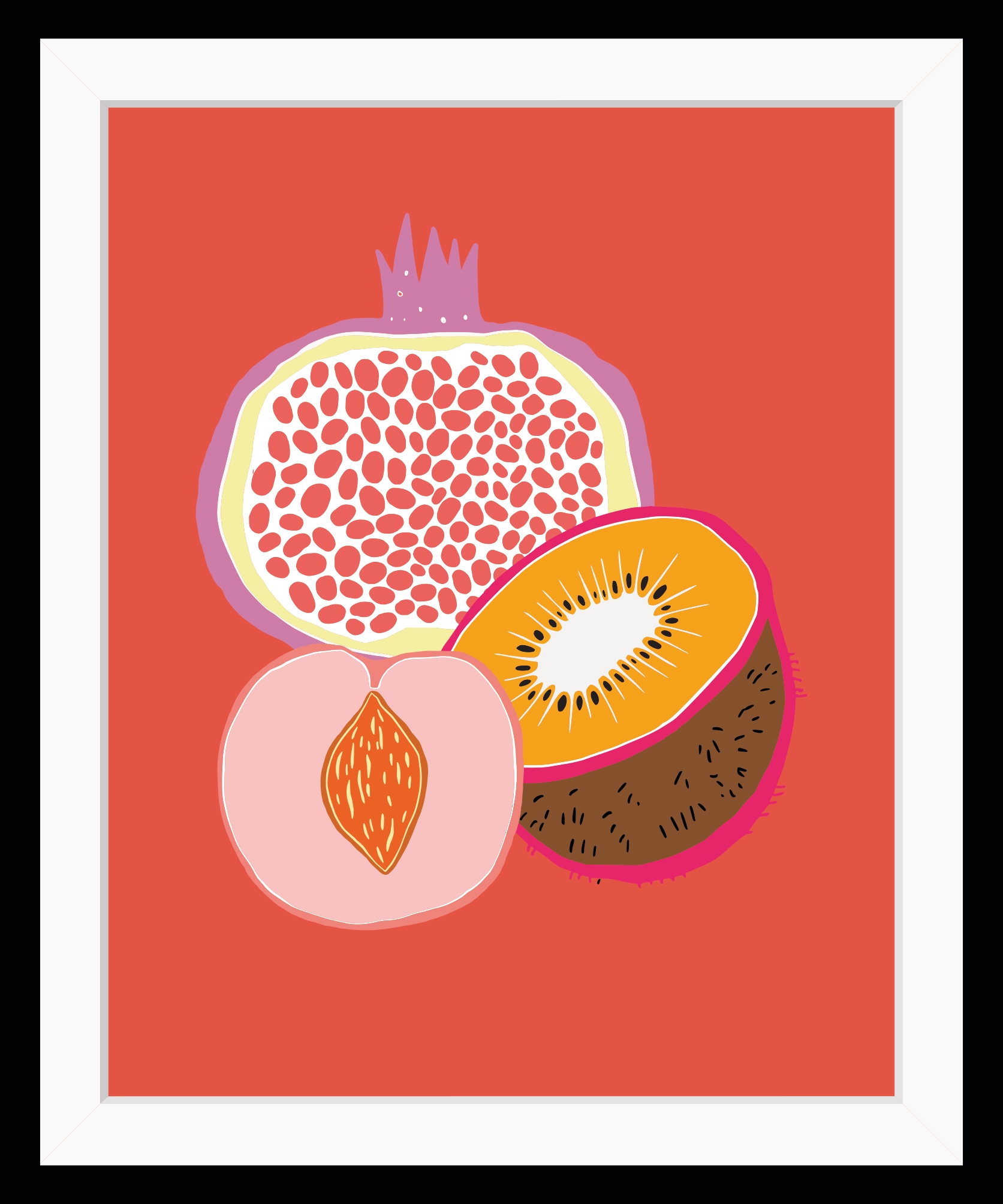 queence Bild "Franka" Kunst Lebensmittel Obst Obst Bilder Orange HD Premium Poster-Druck inkl. Holzrahmen