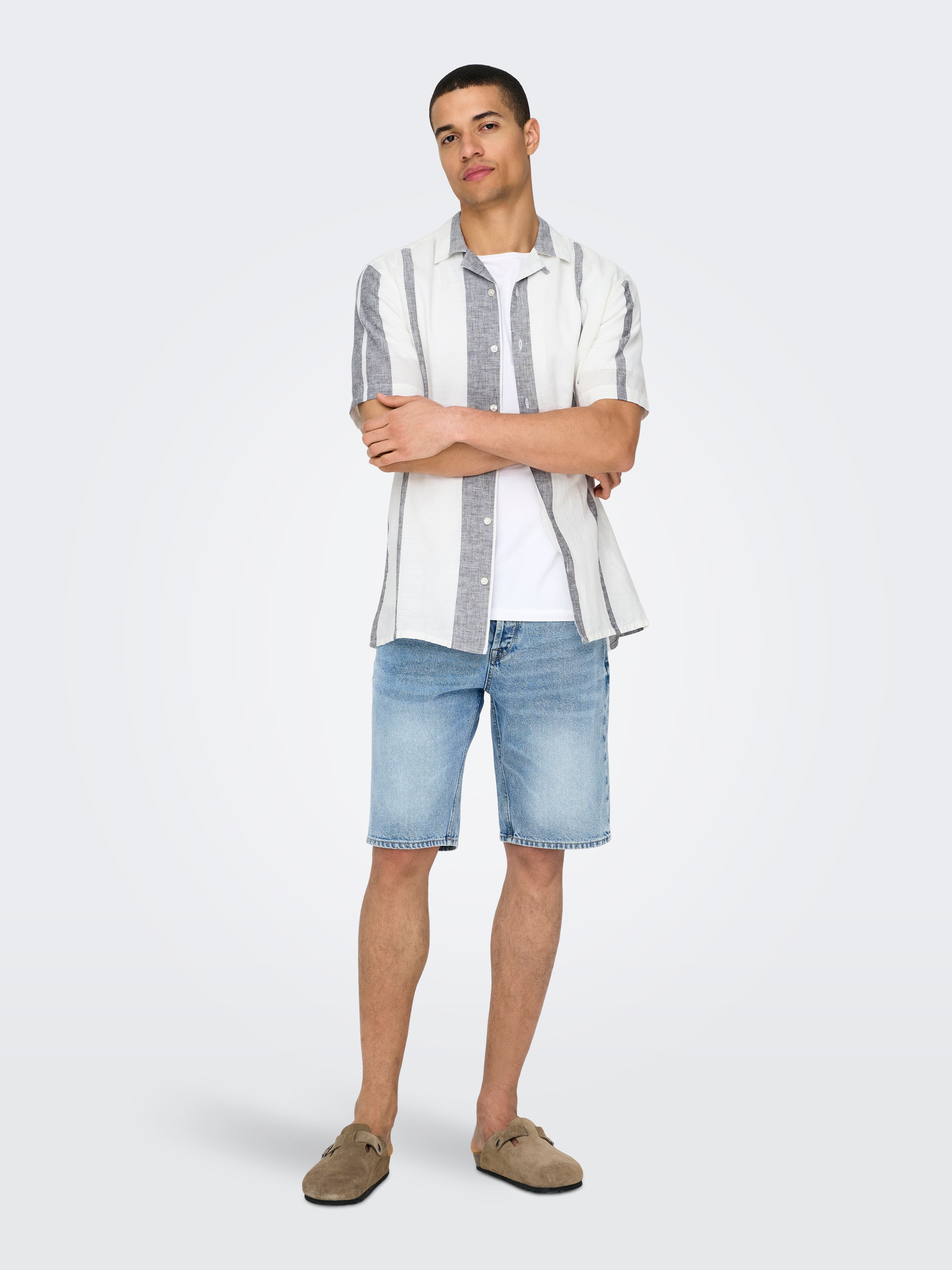 ONLY & SONS Kurzarmhemd »ONSCAIDEN SS STRIPE LINEN RESORT NOOS«