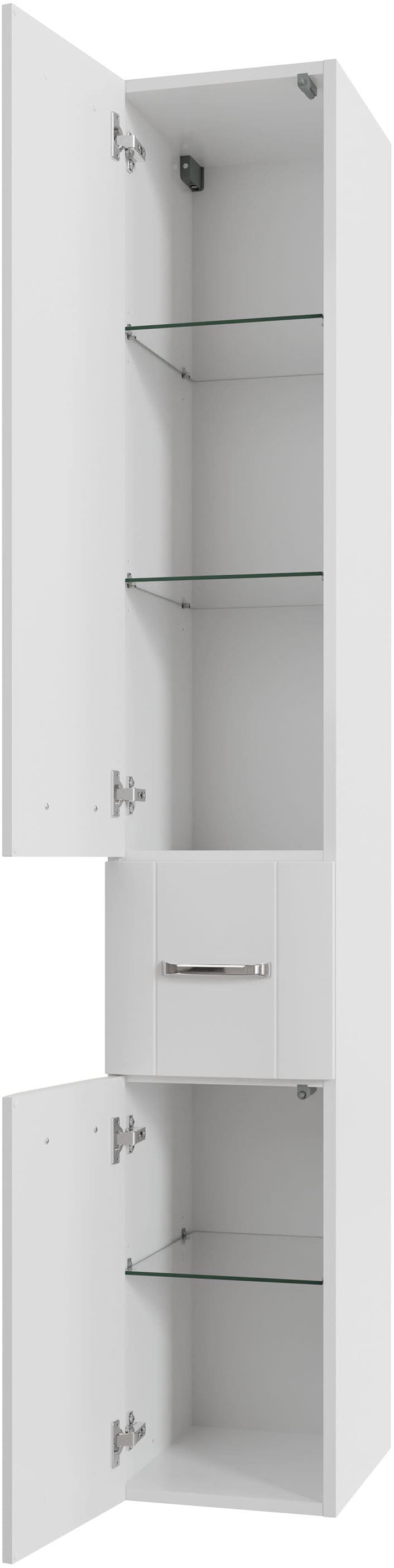 Saphir Hochschrank »Hochschrank Serie 3006 Badschrank 30 cm breit, 2 Türen und 1 Schublade«, 3 Glas-Einlegeböden, Badezimmer-Hochschrank inkl. Türdämpfer