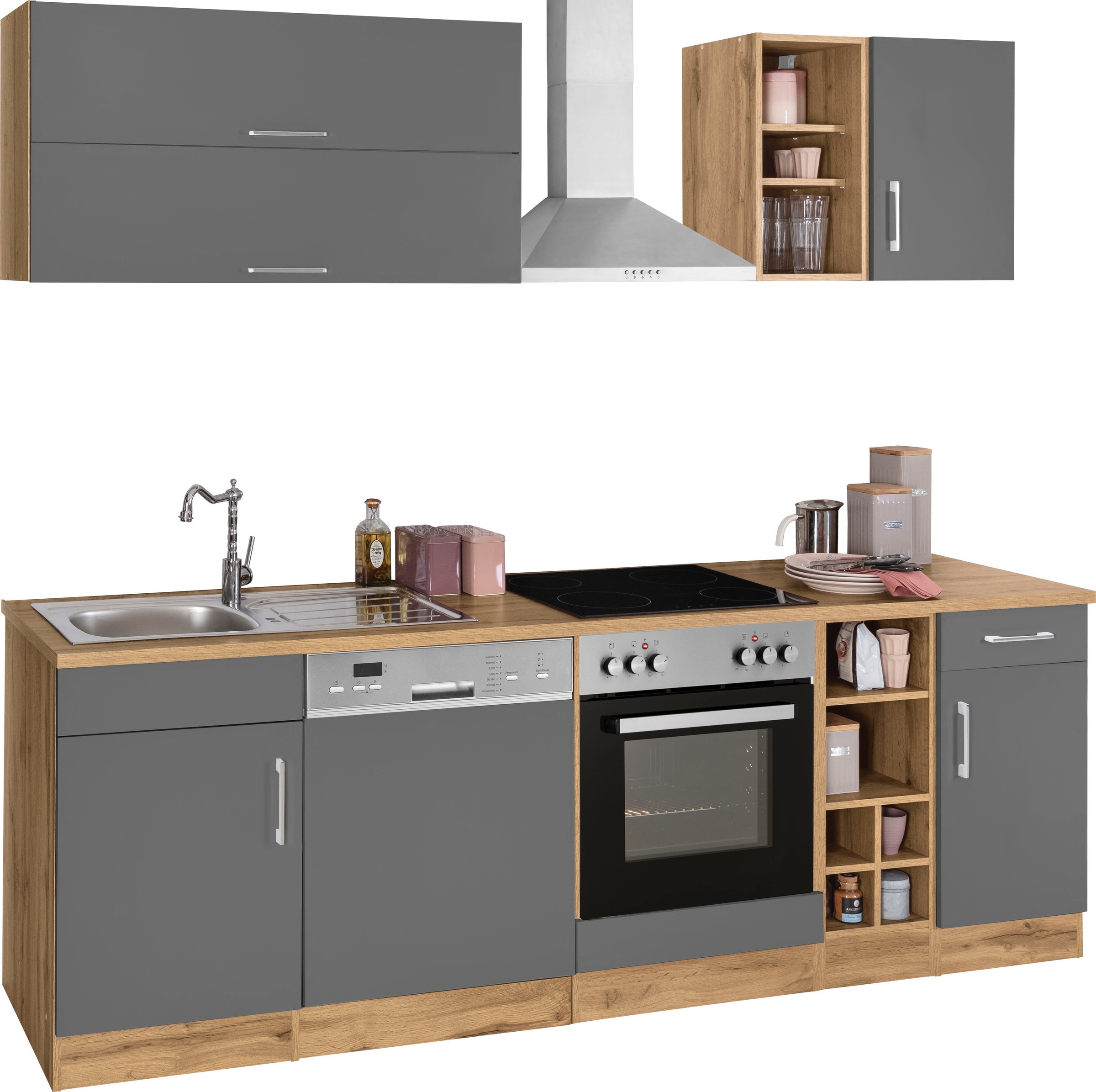 KOCHSTATION Küchenzeile »KS-Colmar«, mit E-Geräten, Breite 240 cm