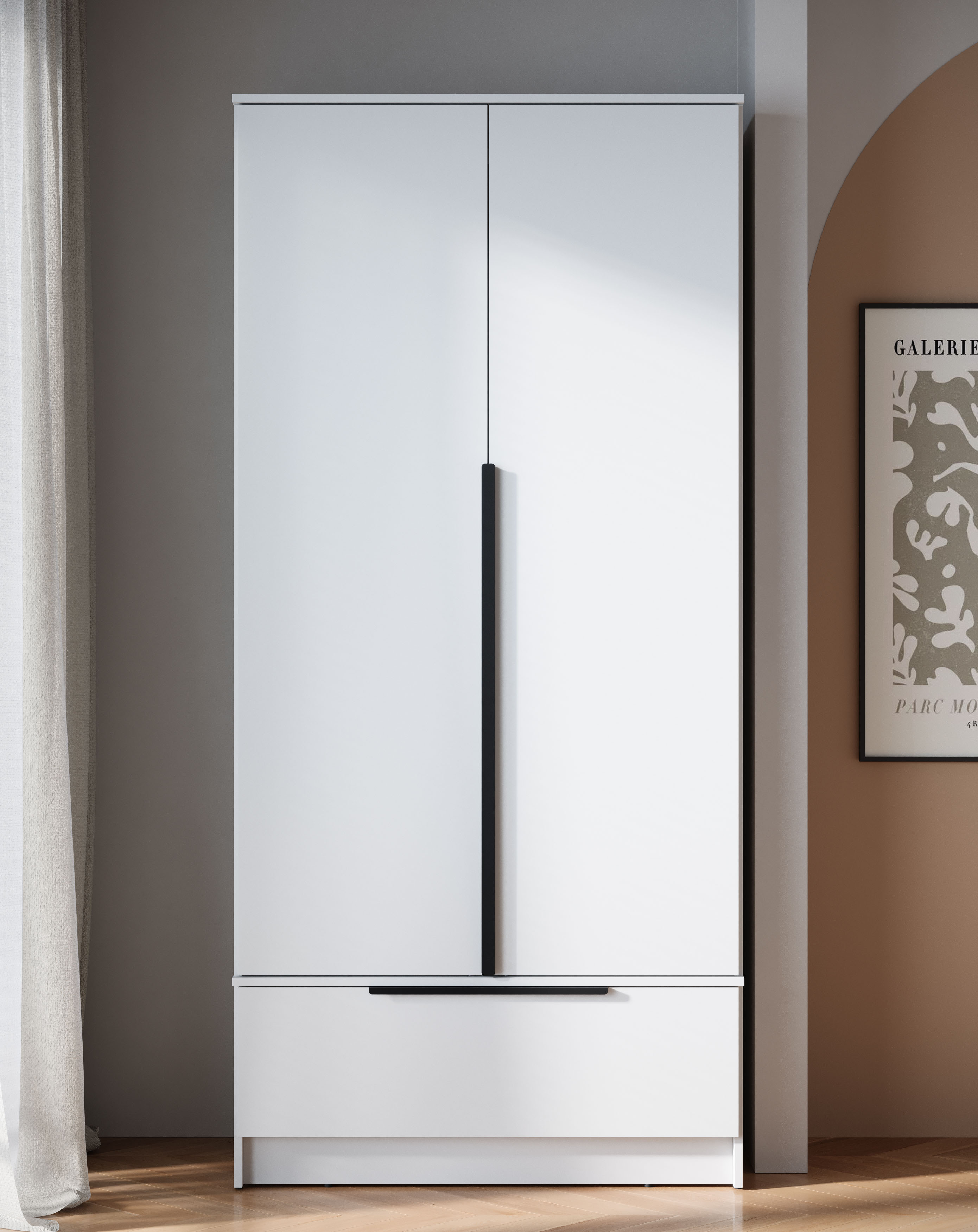 Home affaire "Spirit Kleiderschrank mit Schublade und Stauraum" Mit schwarzen Metallgriffen und 2 Kleiderstangen