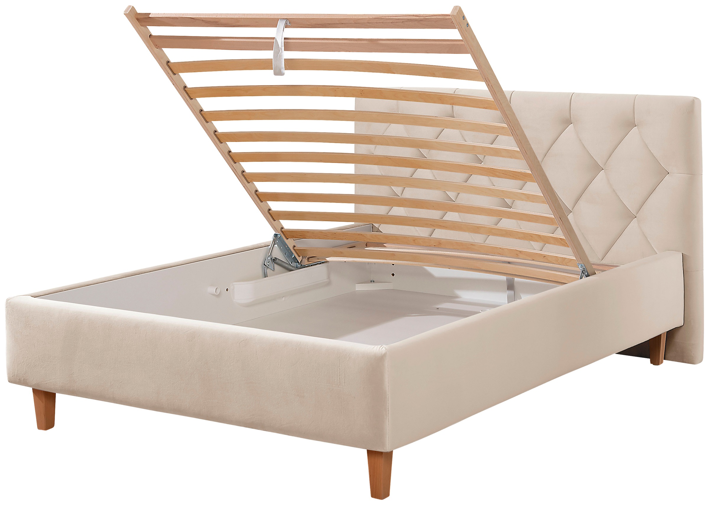 Polsterbett HOME AFFAIRE "Sunley 100", beige (beige, natur), B:163cm L:210cm, Struktur (100% Polyester);Strukturstoff (100% Polyester), Betten, Polsterbett, Kreuzsteppung, Kopfteilhöhe 102 cm, ohne oder mit Matratze/Lattenrost 3