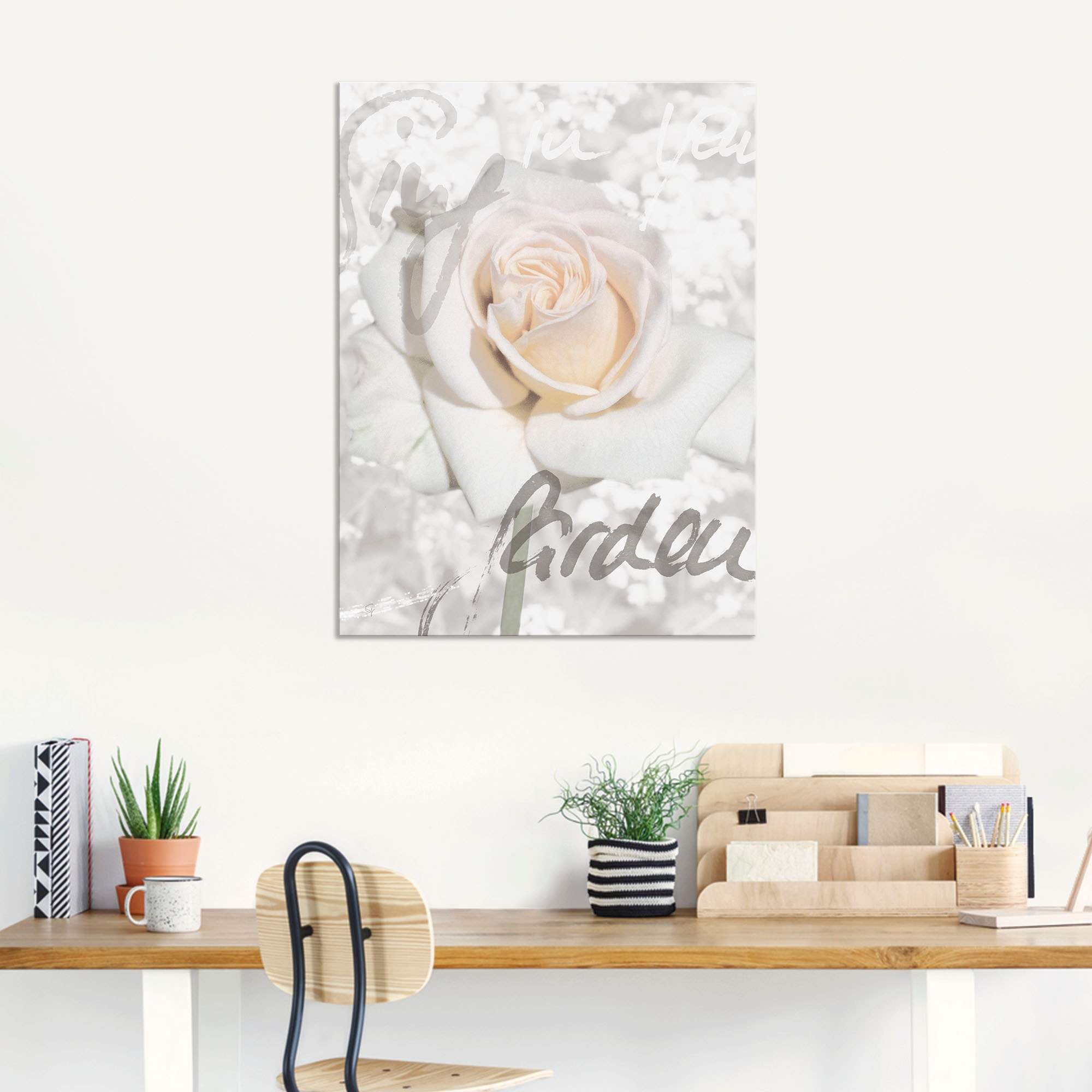 Artland Wandbild »In Lettern - Rose«, Blumen, (1 St.), als Alubild, Outdoorbild, Leinwandbild, Poster in verschied. Größen
