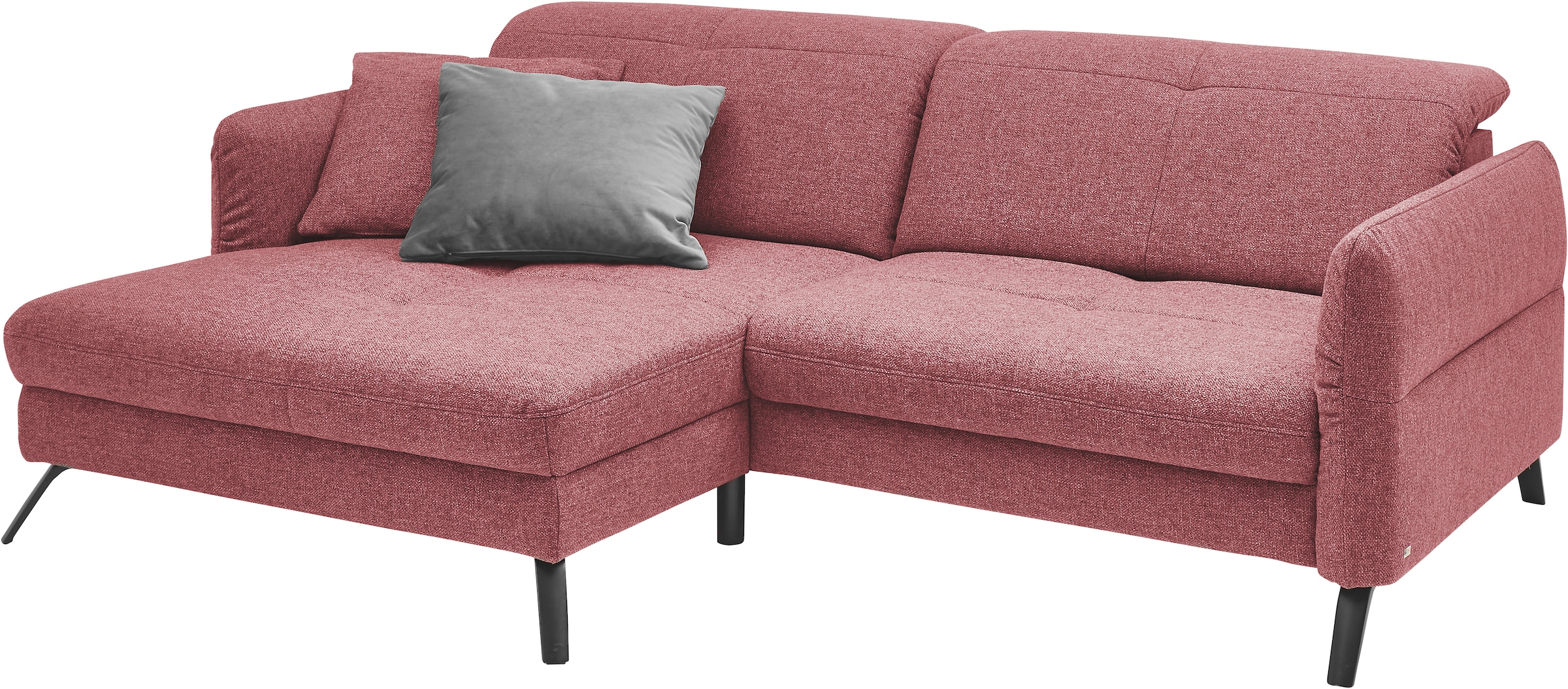 set one by Musterring Ecksofa »SO 4400 V«, wahlweise mit motorischer Bettfunktion & Kopfverstellung, Fuß schwarz