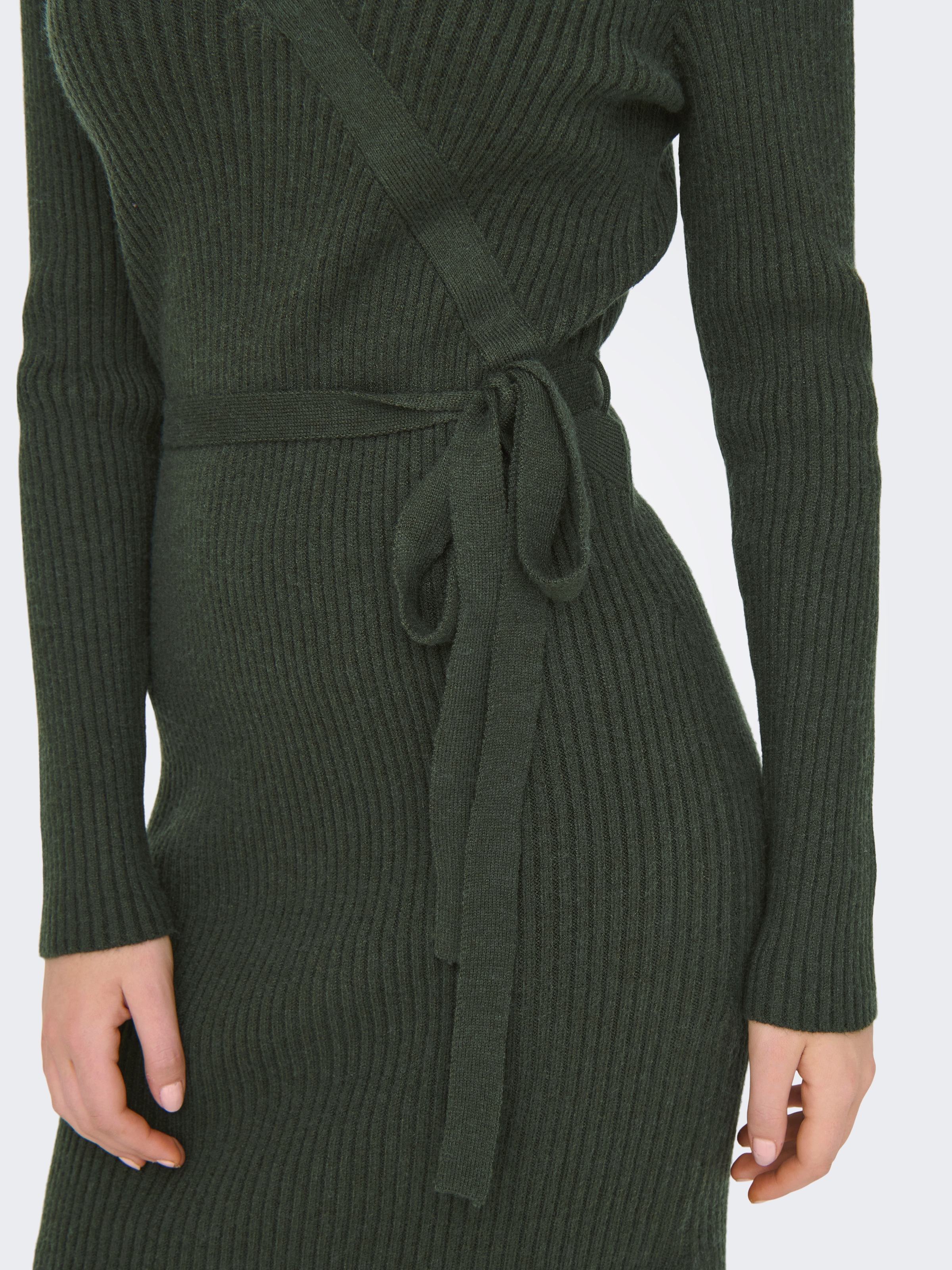 ONLY Strickkleid »ONLVENLO L/S RIB WRAP DRESS RP KNT« Viskosemischung, Wickeloptik