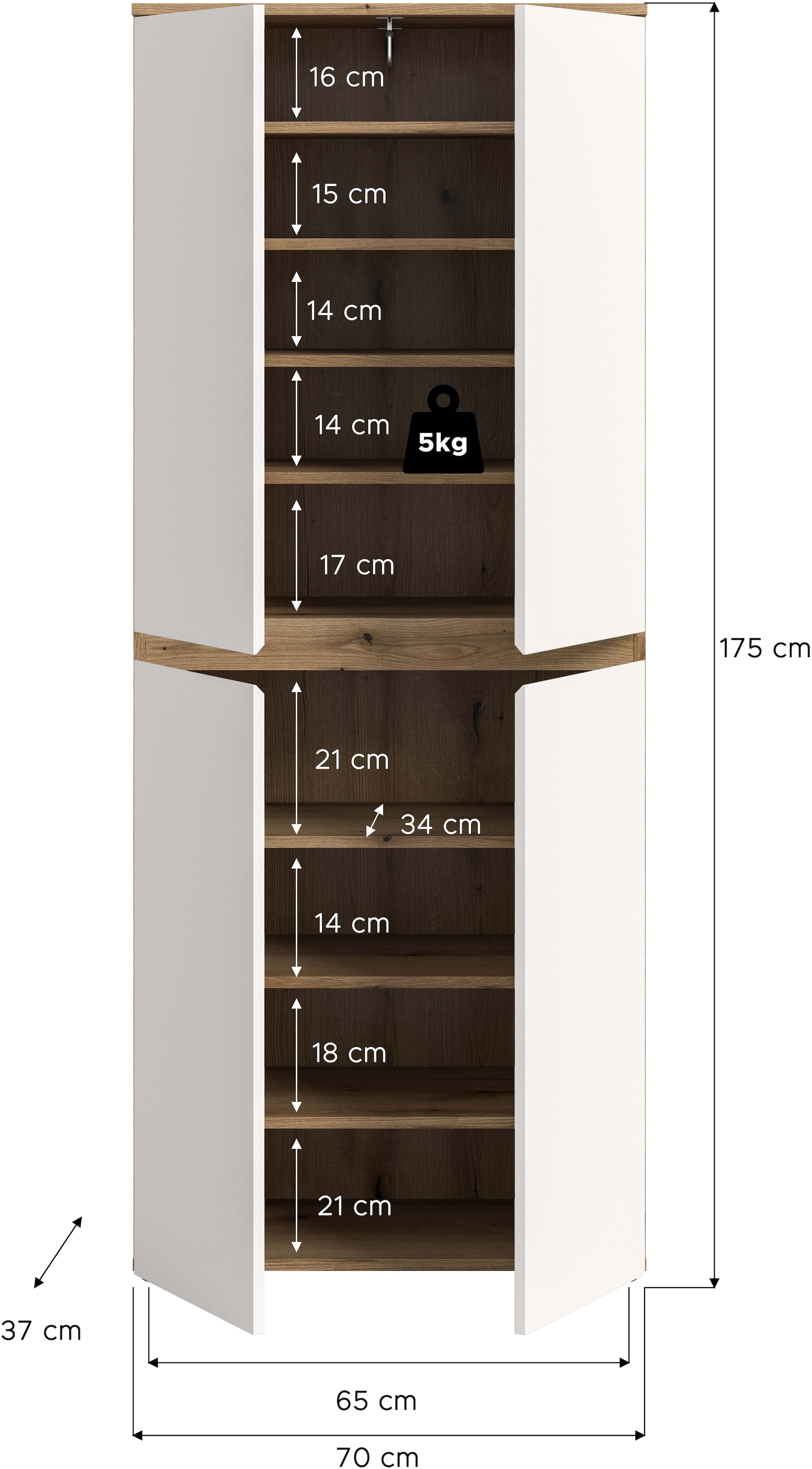 Home affaire Mehrzweckschrank »CIPELA, 70x175 cm, viel Stauraum, variable Einlegeböden, Kleiderstange« in vielen verschiedenen Trendfarben verfügbar, 1 Stk. tlg. Schuhschrank, Kleiderschrank, Universalschrank, Aktenschrank, Schrank