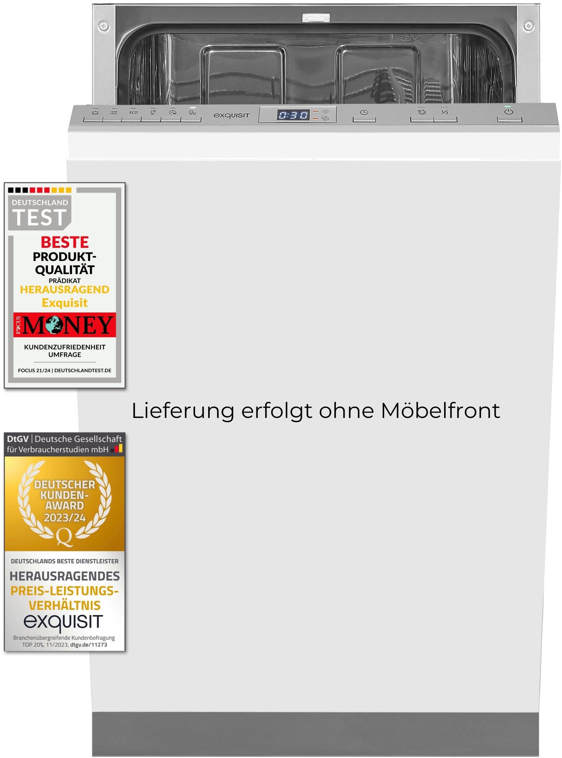 exquisit vollintegrierbarer Geschirrspüler "EGSP2109-E-030E silber" 9 l 9 M günstig online kaufen