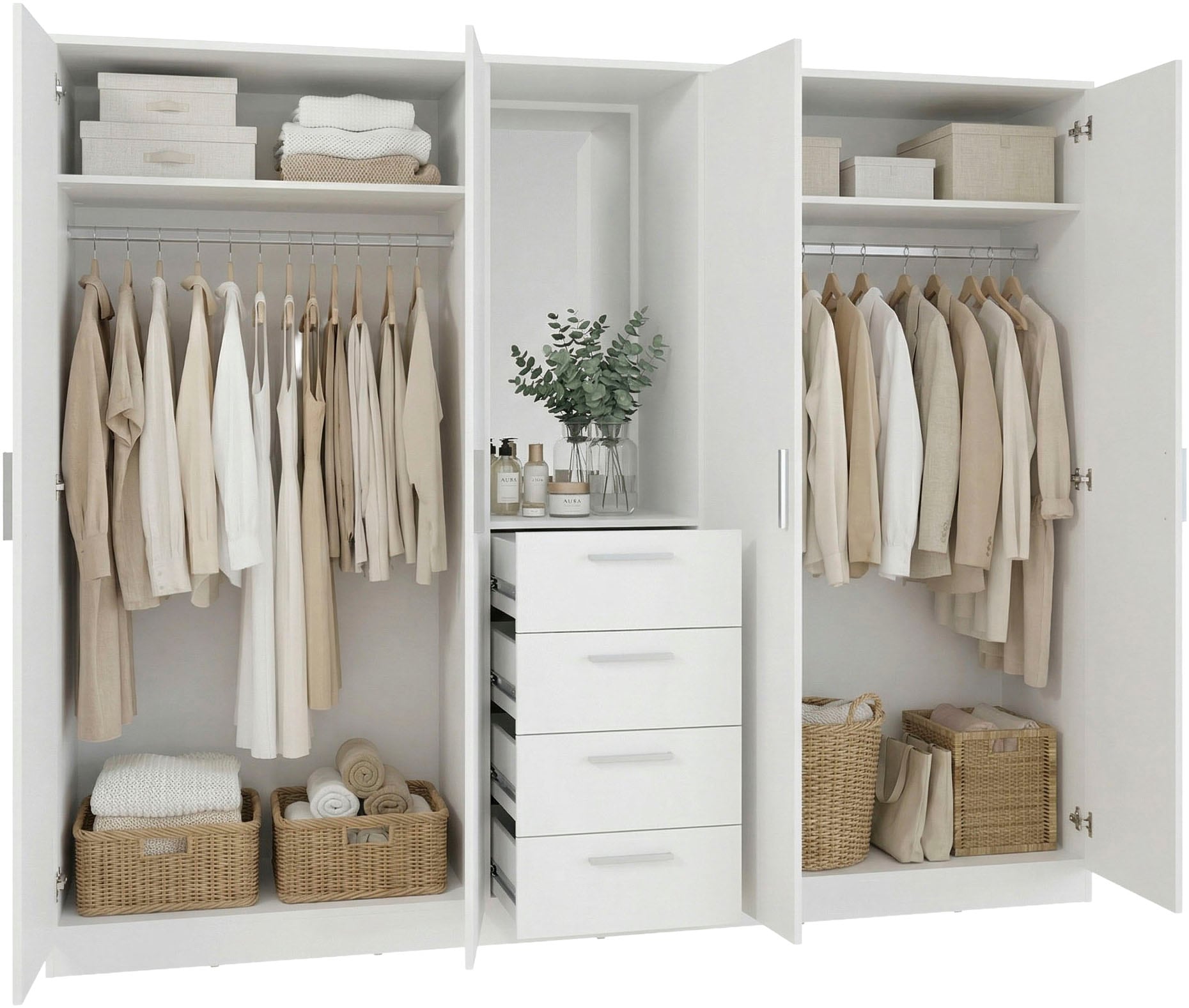 FORTE Kleiderschrank »Drehtürenschrank, Spiegel, Schubladen, viel Stauraum« B/H/T 199/181/52,7, Spiegel, Stauraum,Schubladen, FSC
