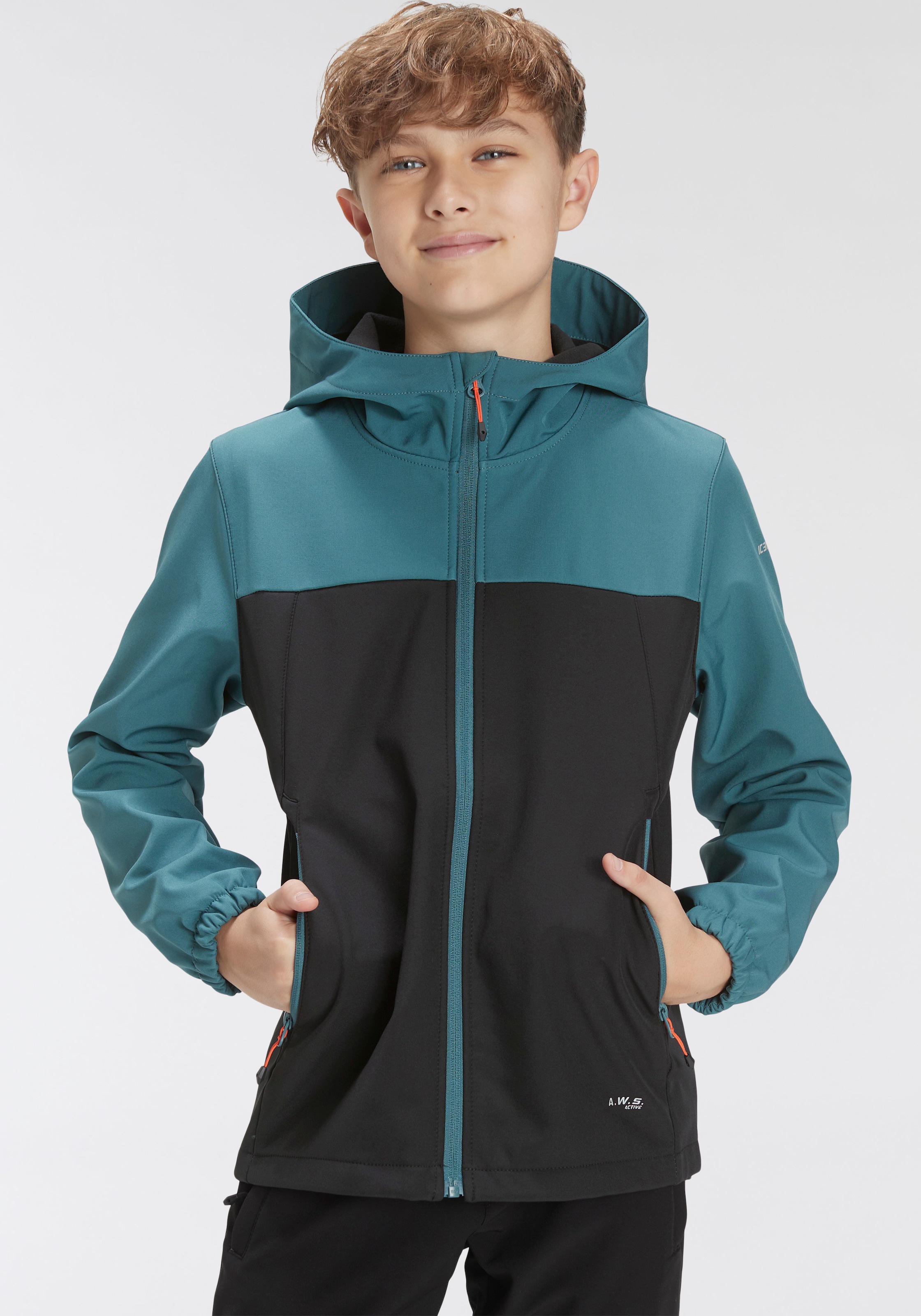 Icepeak Softshelljacke für Rechnung Kinder«, aus wasserabweisendem und auf | Material »KONAN - BAUR Kapuze, mit winddichtem