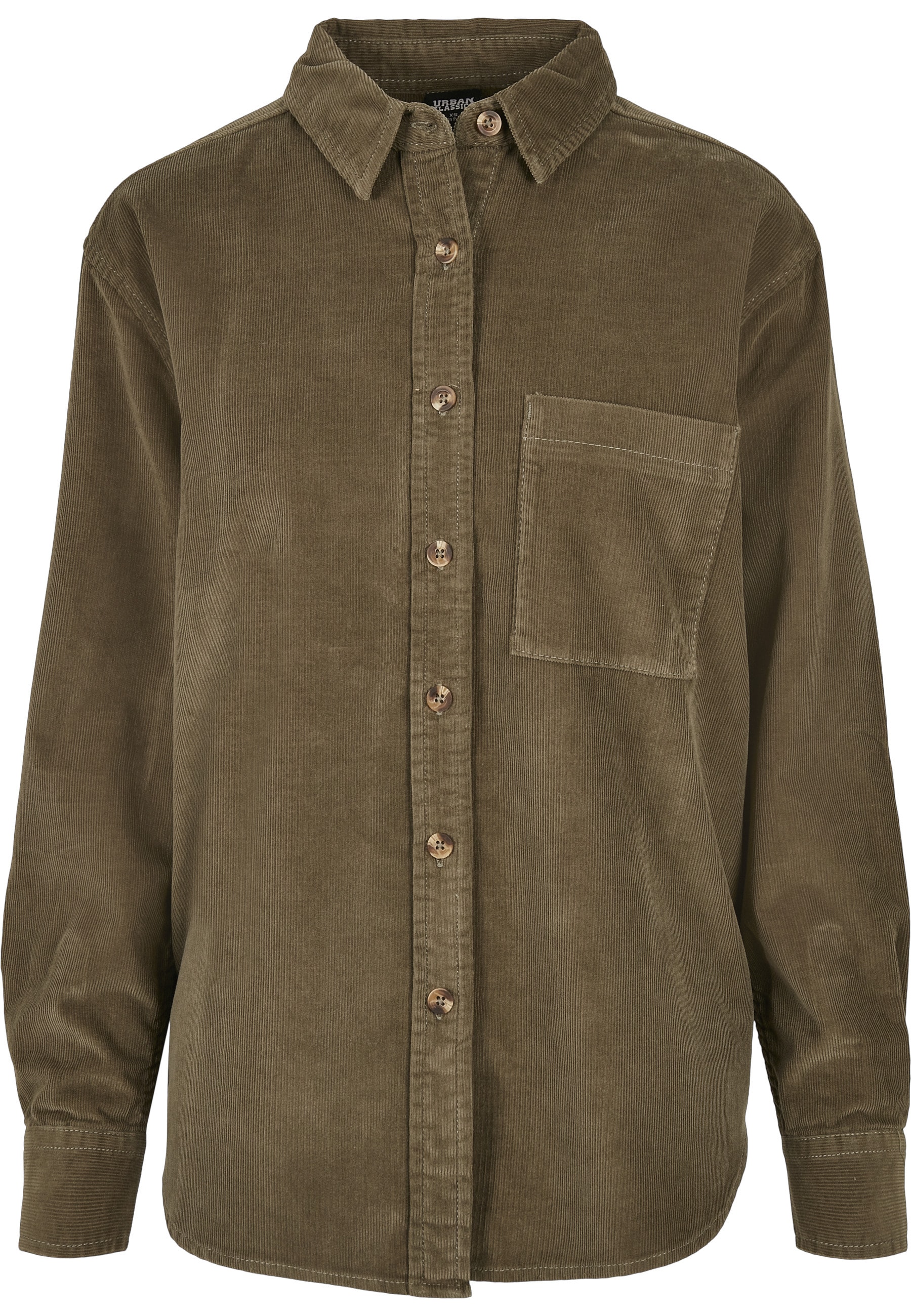 URBAN CLASSICS Langarmhemd "Urban Classics Damen Ladies Corduroy Oversized Shirt" 1 Stk.
