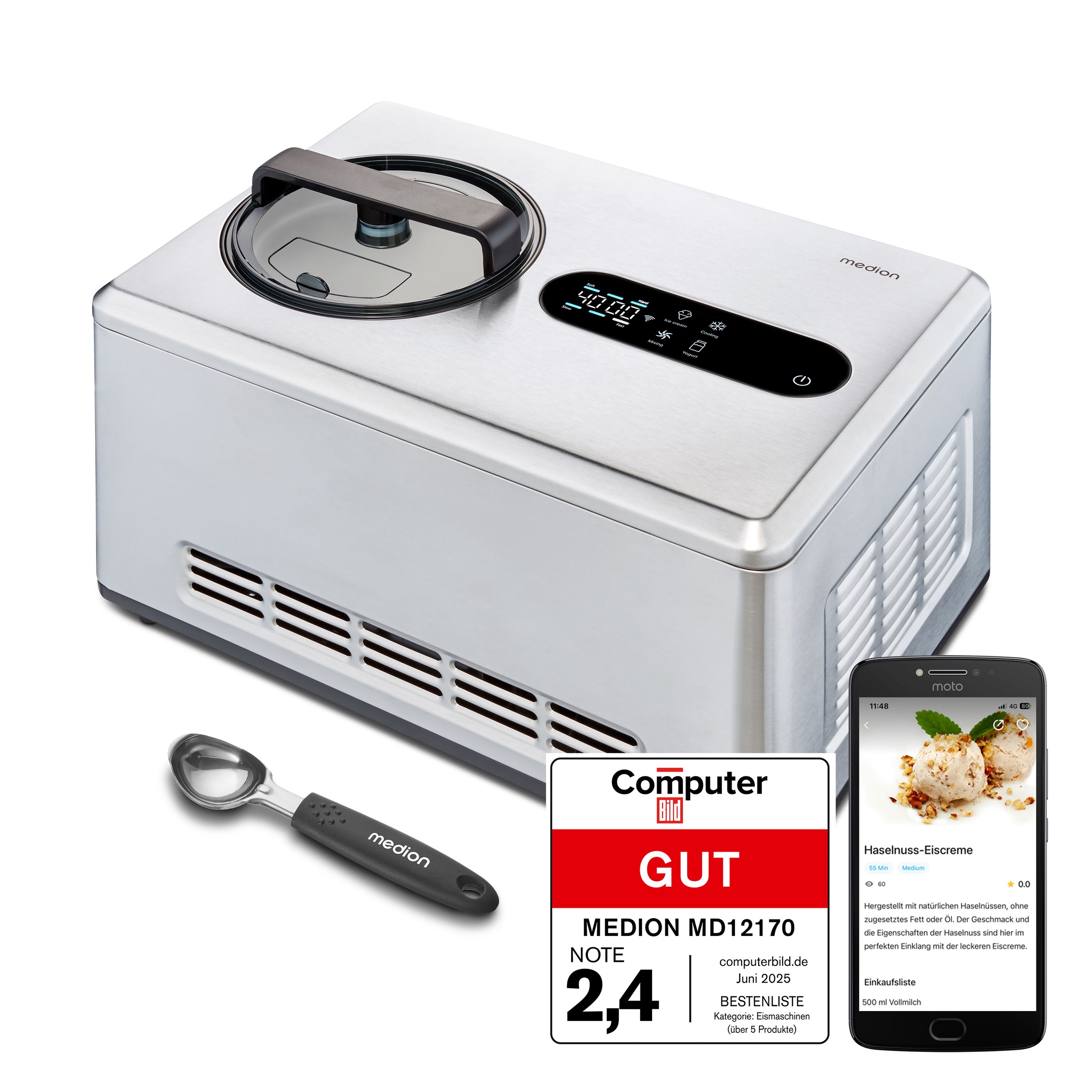 Medion Eismaschine "MD 12170, 2 L Kapazität, integrierter Kompressor, Smart günstig online kaufen