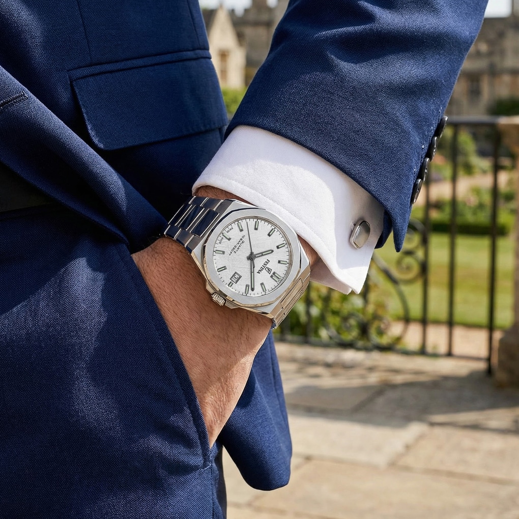 Festina Quarzuhr »Classic Steel« Armbanduhr, Herrenuhr, Swiss Made, Edelstahlarmband, analog, Tag