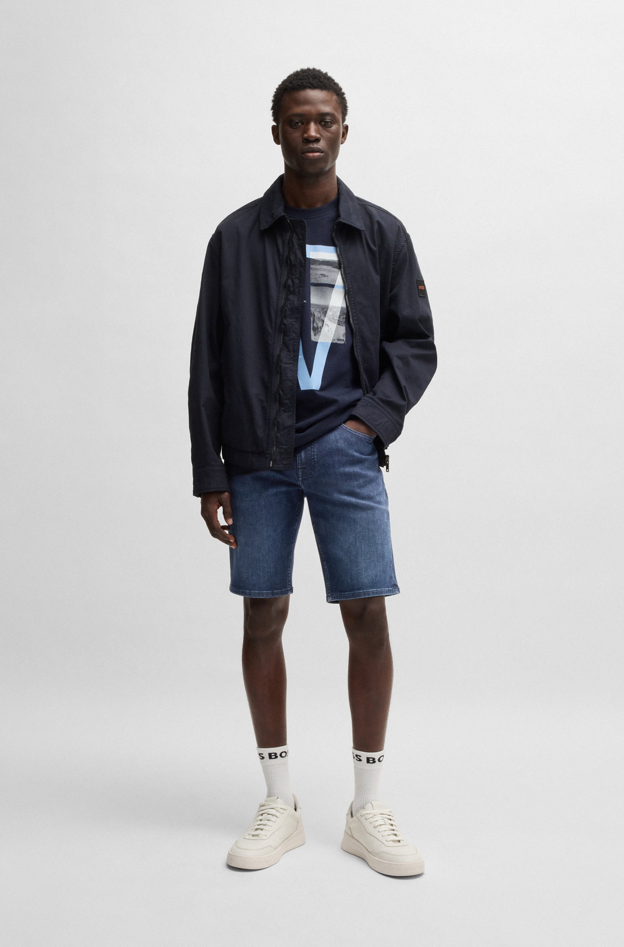 BOSS ORANGE Shorts »Delaware Shorts B«, mit Lederbadge und Coinpocket