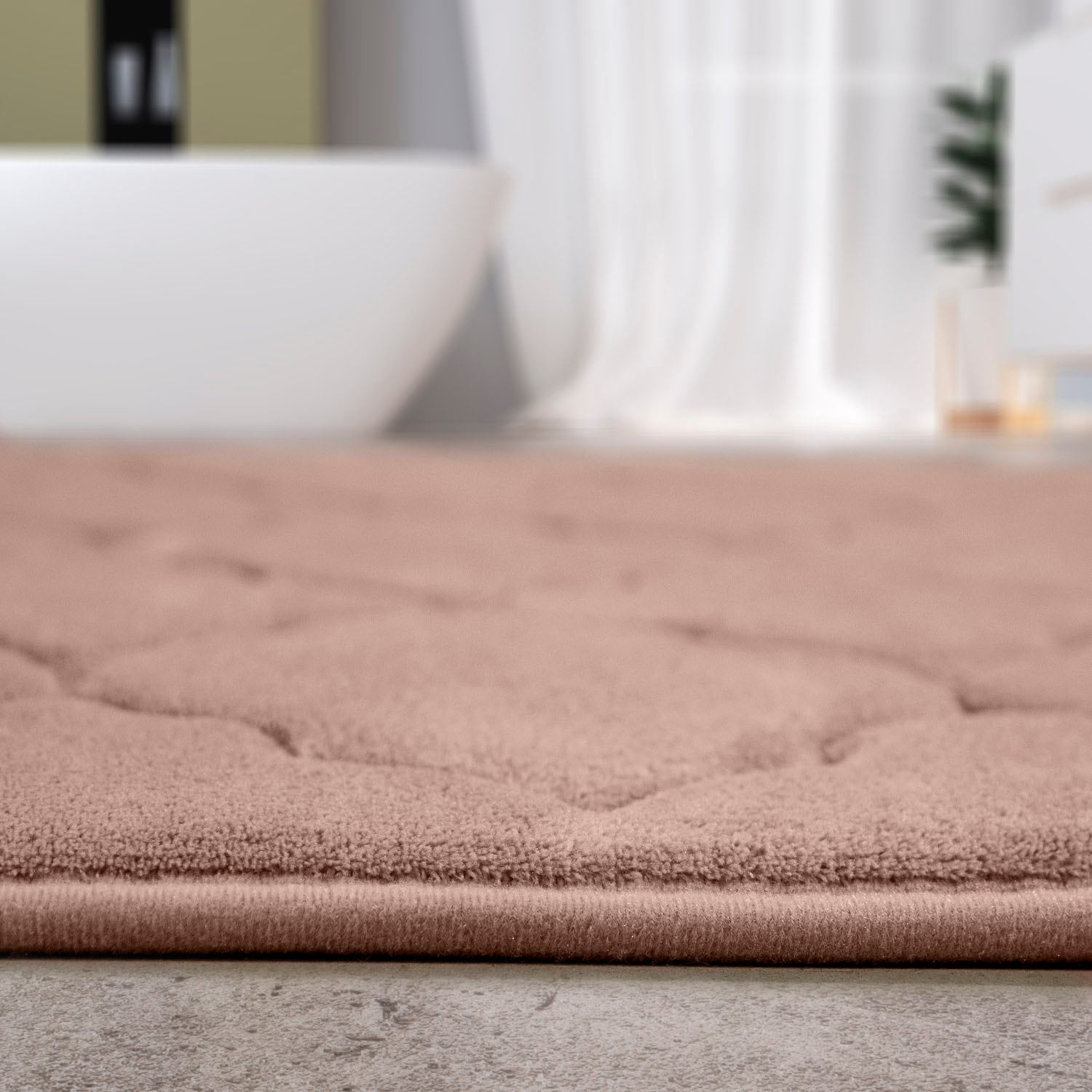 Paco Home Badematte »Corby 251«, Höhe 13 mm, rutschhemmend beschichtet, fußbodenheizungsgeeignet, Badteppich, Ornamente, Hoch-Tief Effekt, Memory-Foam Effekt