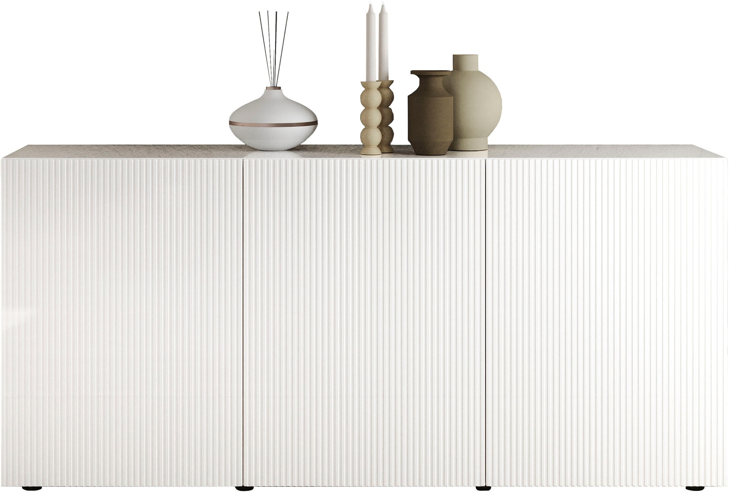 INOSIGN Sideboard »Rio Breite 181 cm, Kommode mit 3 Türen, Anrichte,«, geriffelte MDF-Fronten, modern u. elegant, viel Stauraum