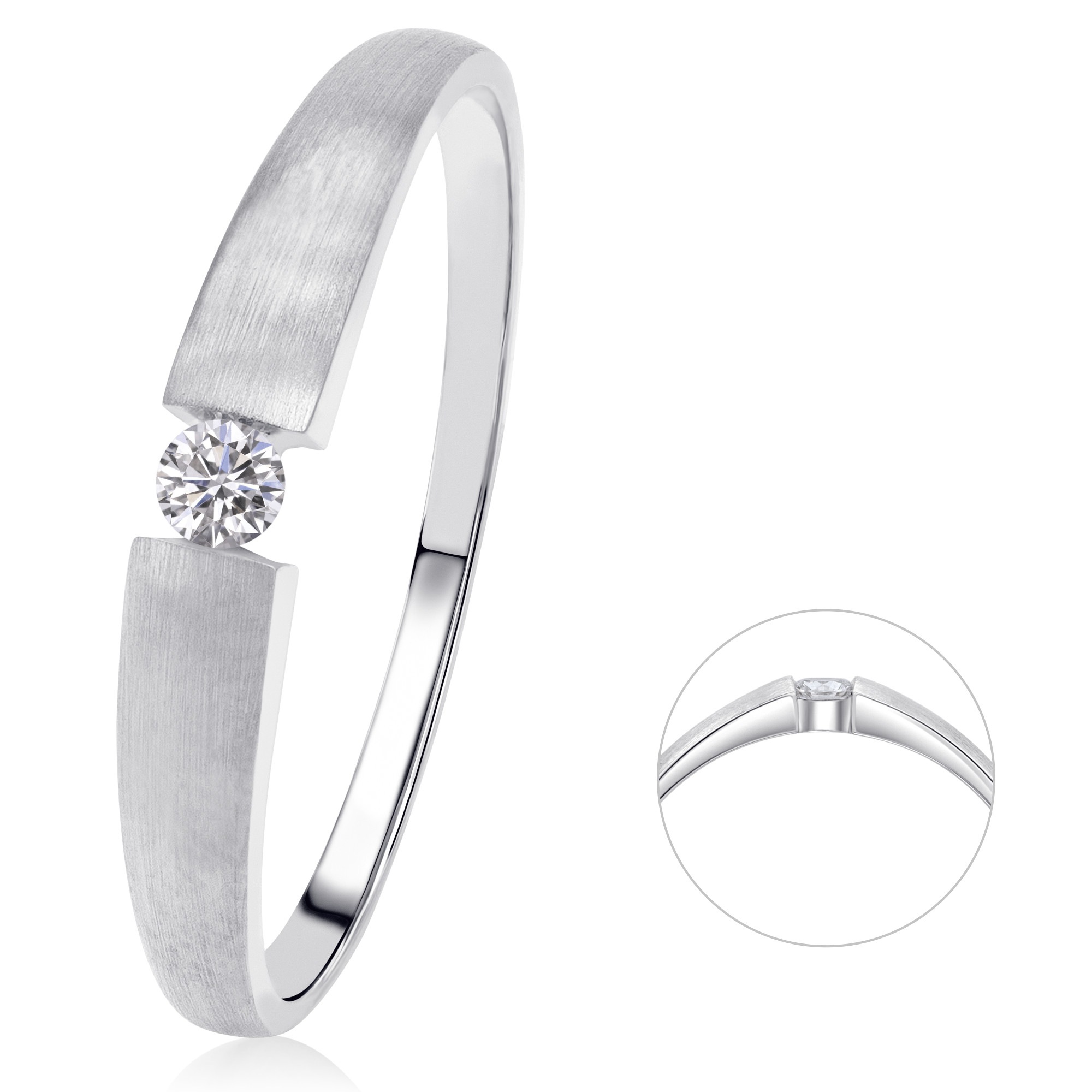 Diamantring ONE ELEMENT "0,07 ct Diamant Brillant Ring aus 585 Weißgold" Gr. 60, silber, Fingerringe, Damen, 60, 0,07 mit Diamant, Diamanten Gold Weißgold 585, Diamanten, Gold, Weißgold 585, Diamantring, Hochwertige Verarbeitung – sanfter Diamantglanz mit
