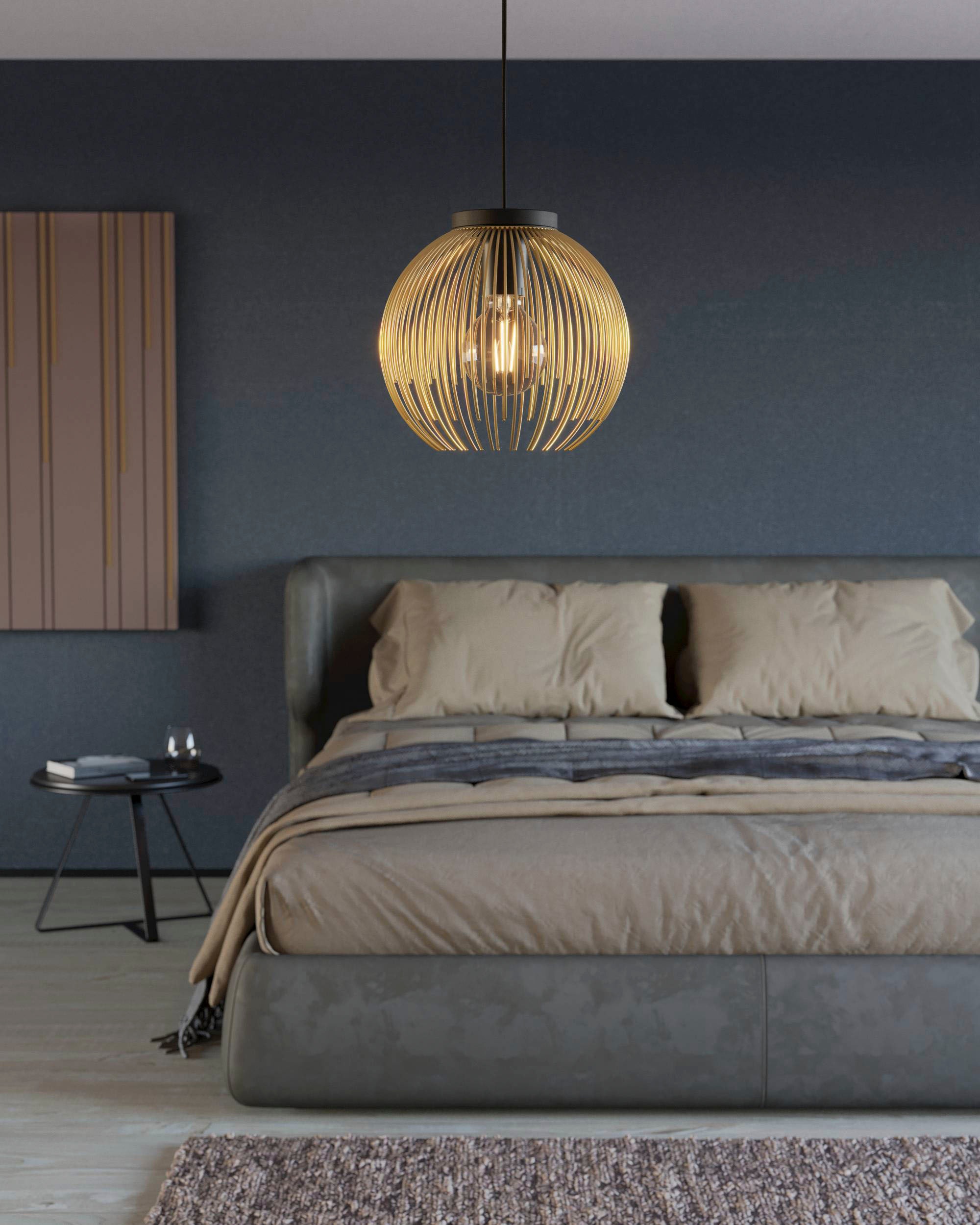 EGLO Hängeleuchte »VENEZUELA Pendellampe, Esszimmerlampe, Metall, schwarz, gold, E27« E27 1 Stk. Esstischlampe, Pendelleuchte, Drahtschirm, 1 flammig, 110x23,5cm