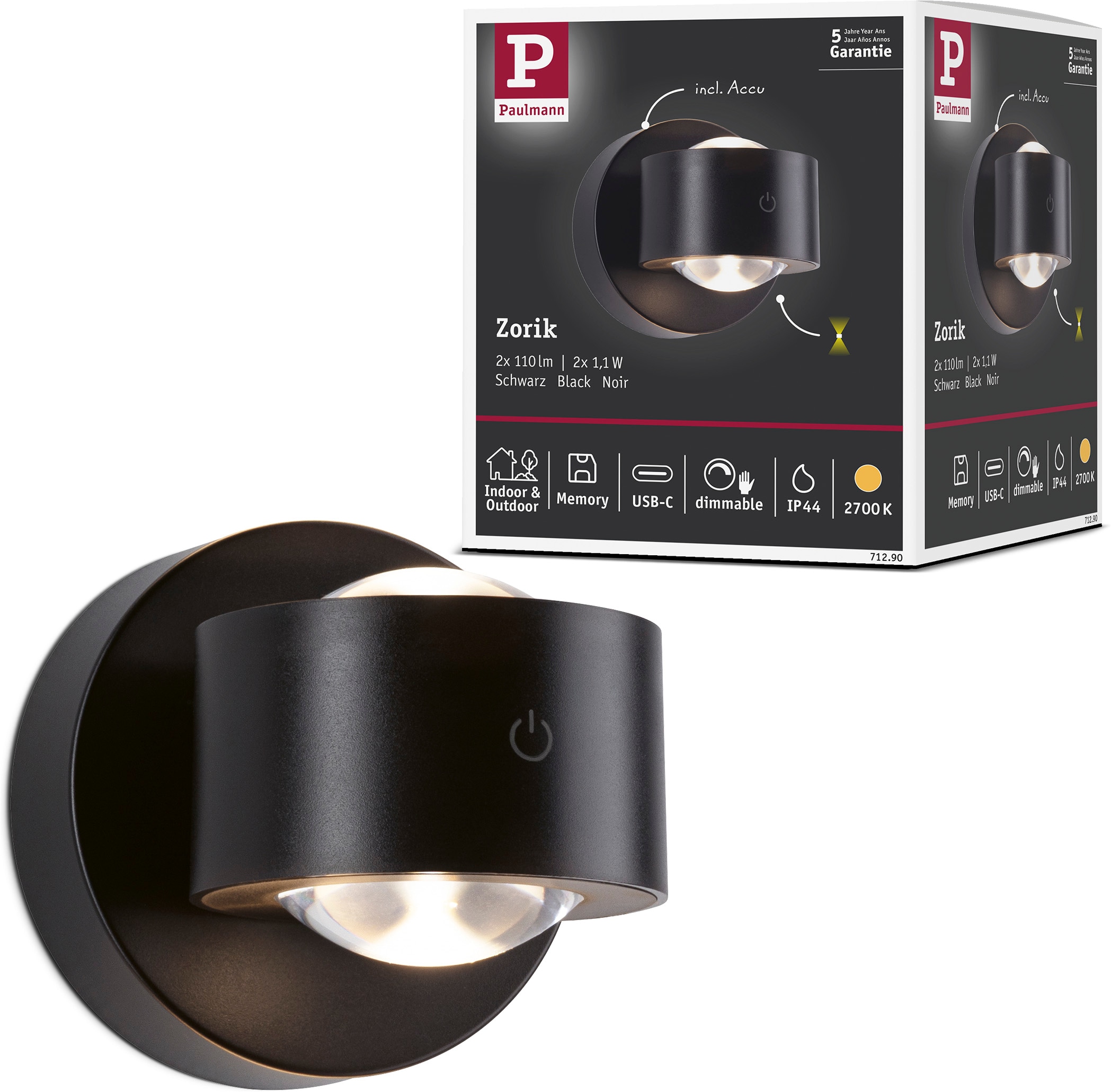 Paulmann LED Wandleuchte »Zorik dim 2,2W« LED-Modul 2 Stk. Dimmbar