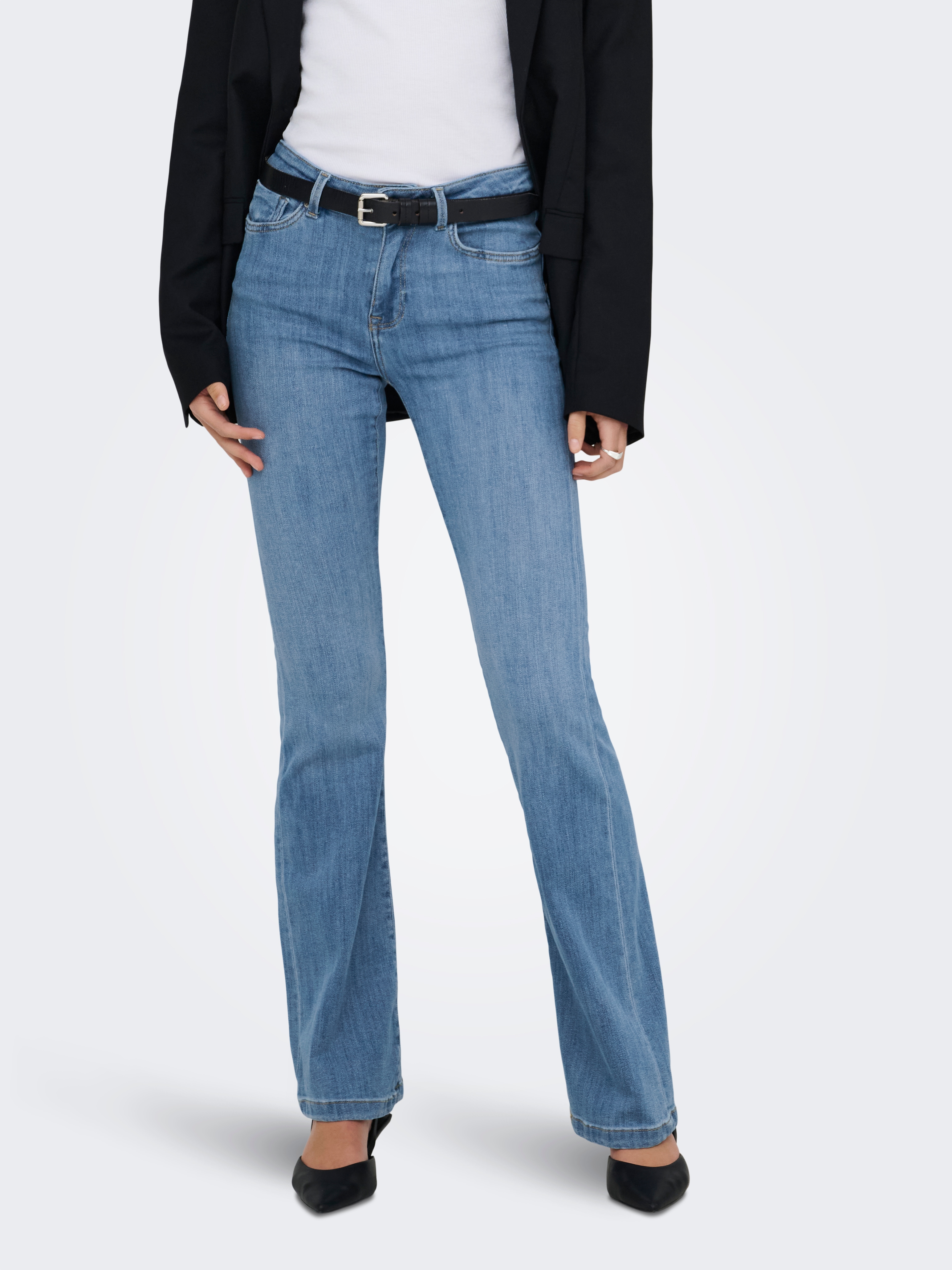 ONLY Bootcut-Jeans "ONLPOWER MID WAIST PUSH UP FLARED DNM" elastischer Denim