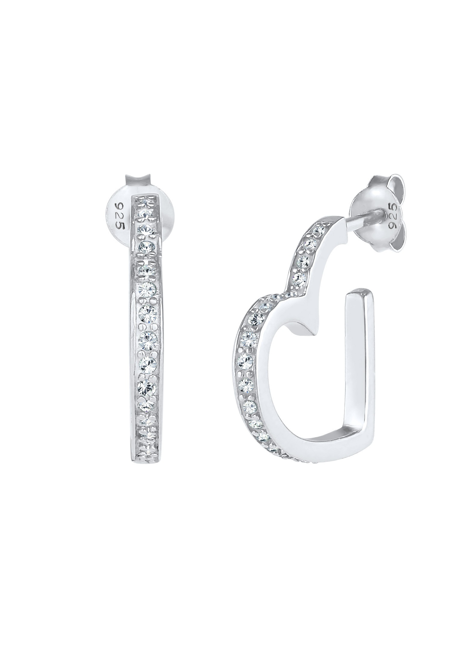 Elli Premium Paar Ohrstecker »Creolen Herz Liebe 925 Silber, mit Kristallen von Swarovski®«