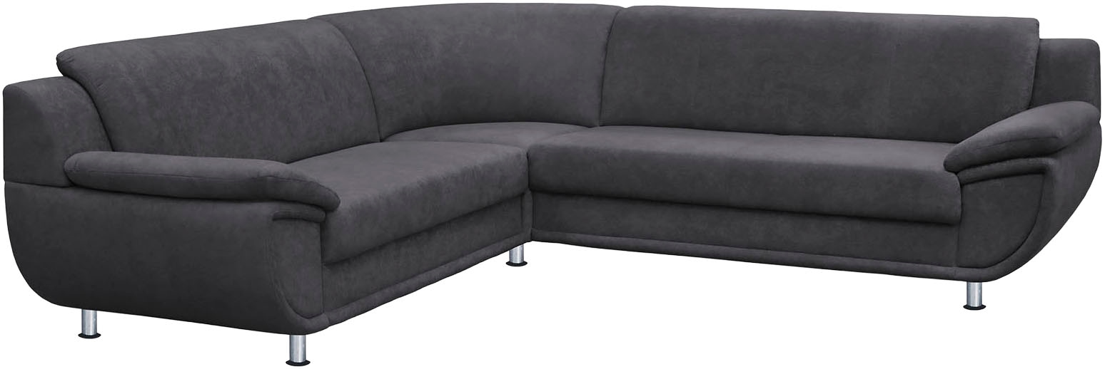 TRENDMANUFAKTUR Ecksofa "Rondo wahlweise mit Schlaffunktion, bequeme Armlehnen" L-Form, wahlw.mit Federkern, Füße chromfarben, Unser Dauertiefpreis