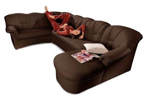 DOMO collection Wohnlandschaft "Papenburg, zeitlose Rückensteppung, bequem, U-Form, Breite 297cm" in großer Farbvielfalt, wahlweise mit Bettfunktion