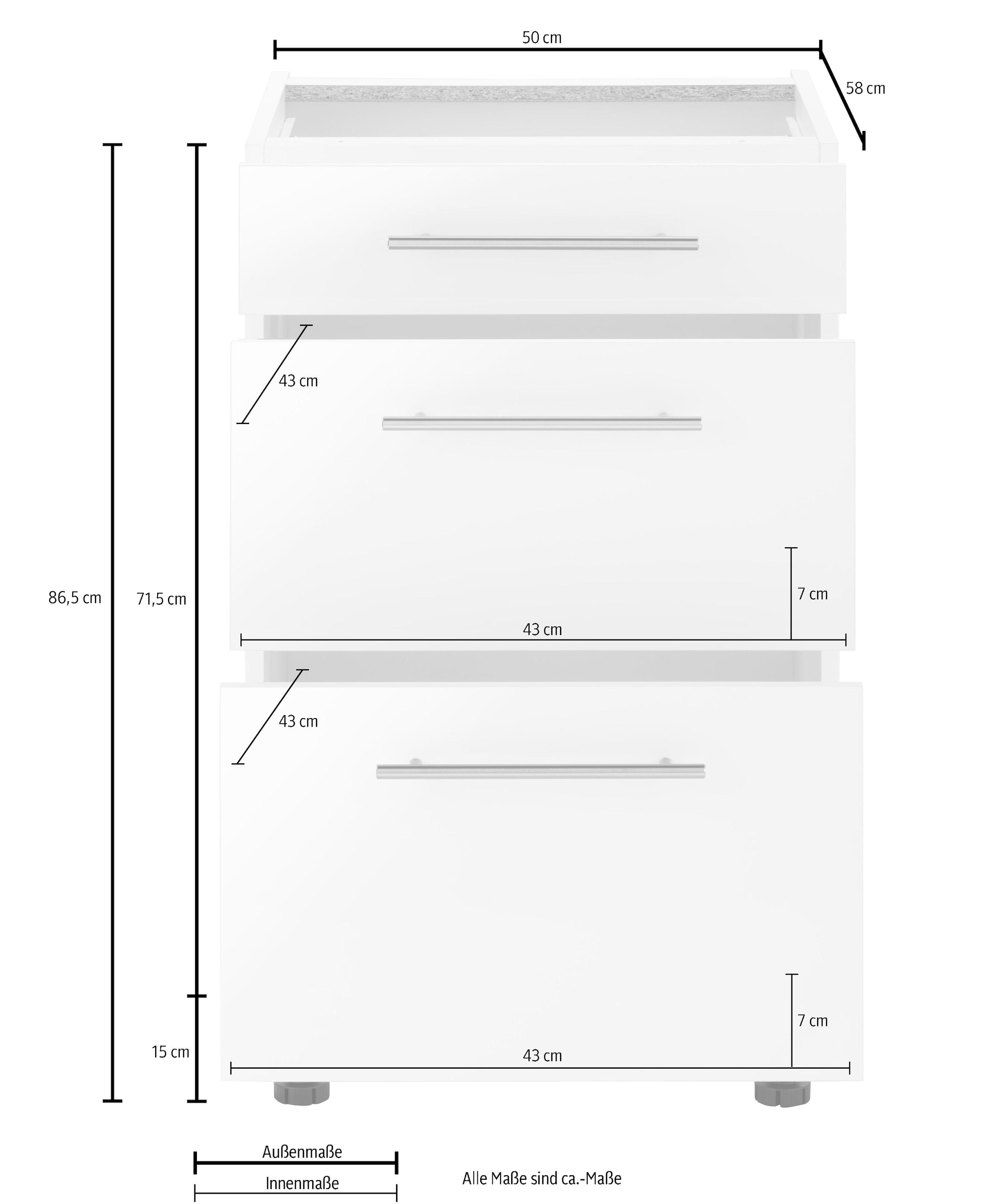 wiho Küchen Unterschrank »Ela«, Breite mit | BAUR 50 cm, Soft-Close-Funktion