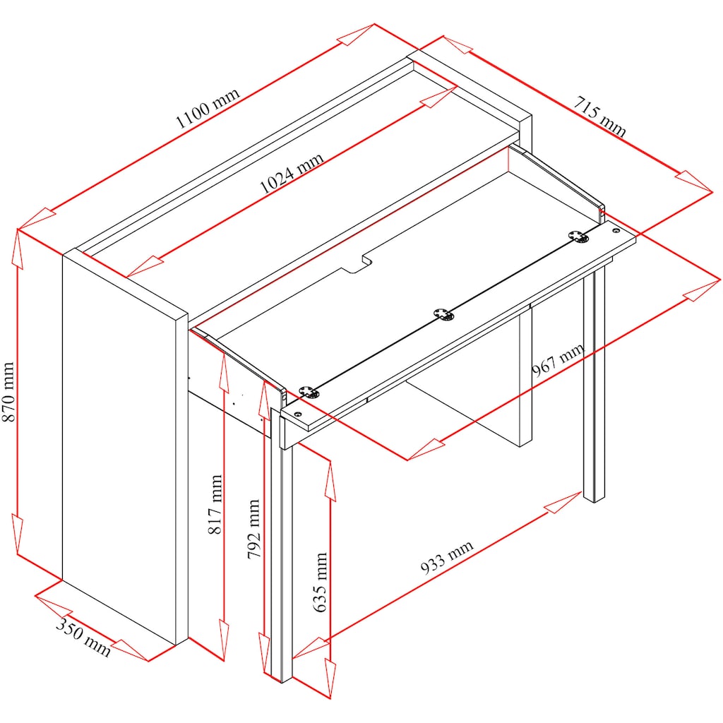 Woodman Konsolentisch »Jens«, mit Schreibtisch Funktion, im extravaganten Design