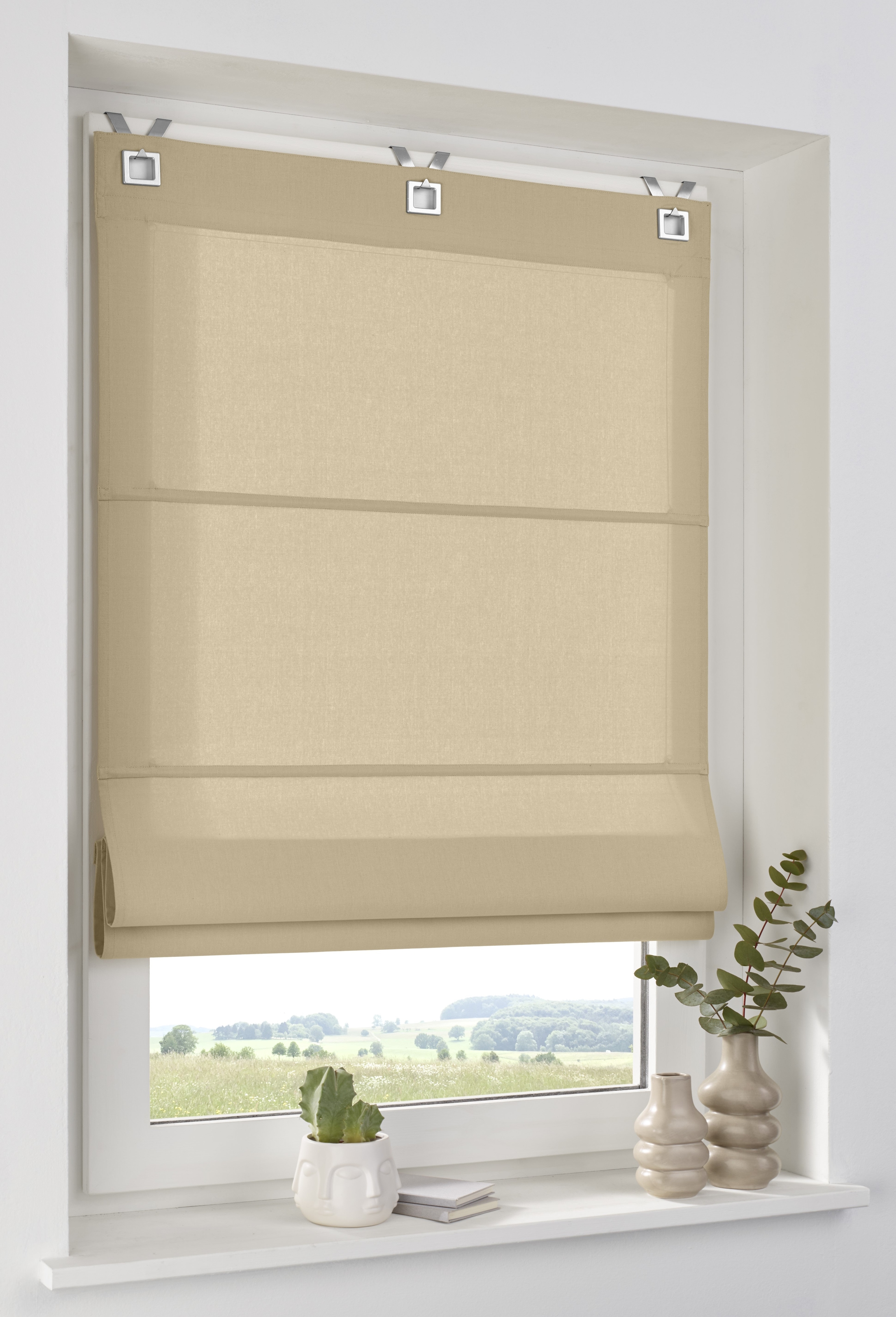 Kutti Raffrollo »Duck in 6 Farben« mit Hakenaufhängung ohne Bohren freihängend modernes Ösen-Design, 100% Baumwolle, blickdicht