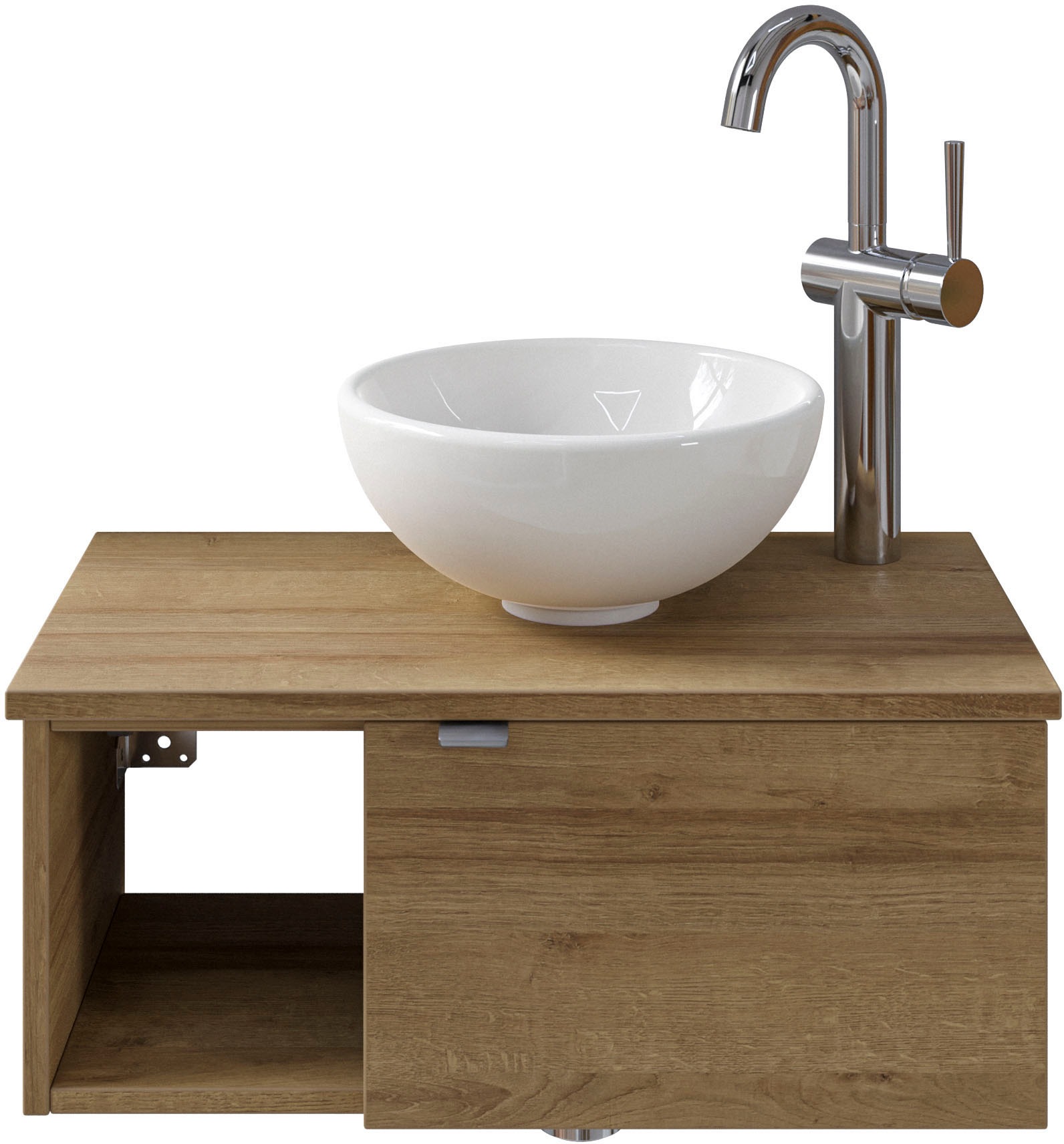 Saphir Badmöbel-Set »Serie 6915«, (4 St.), Gäste-Bad, 61 cm breit, mit LED-Spiegel, offenem Fach und 1 Tür