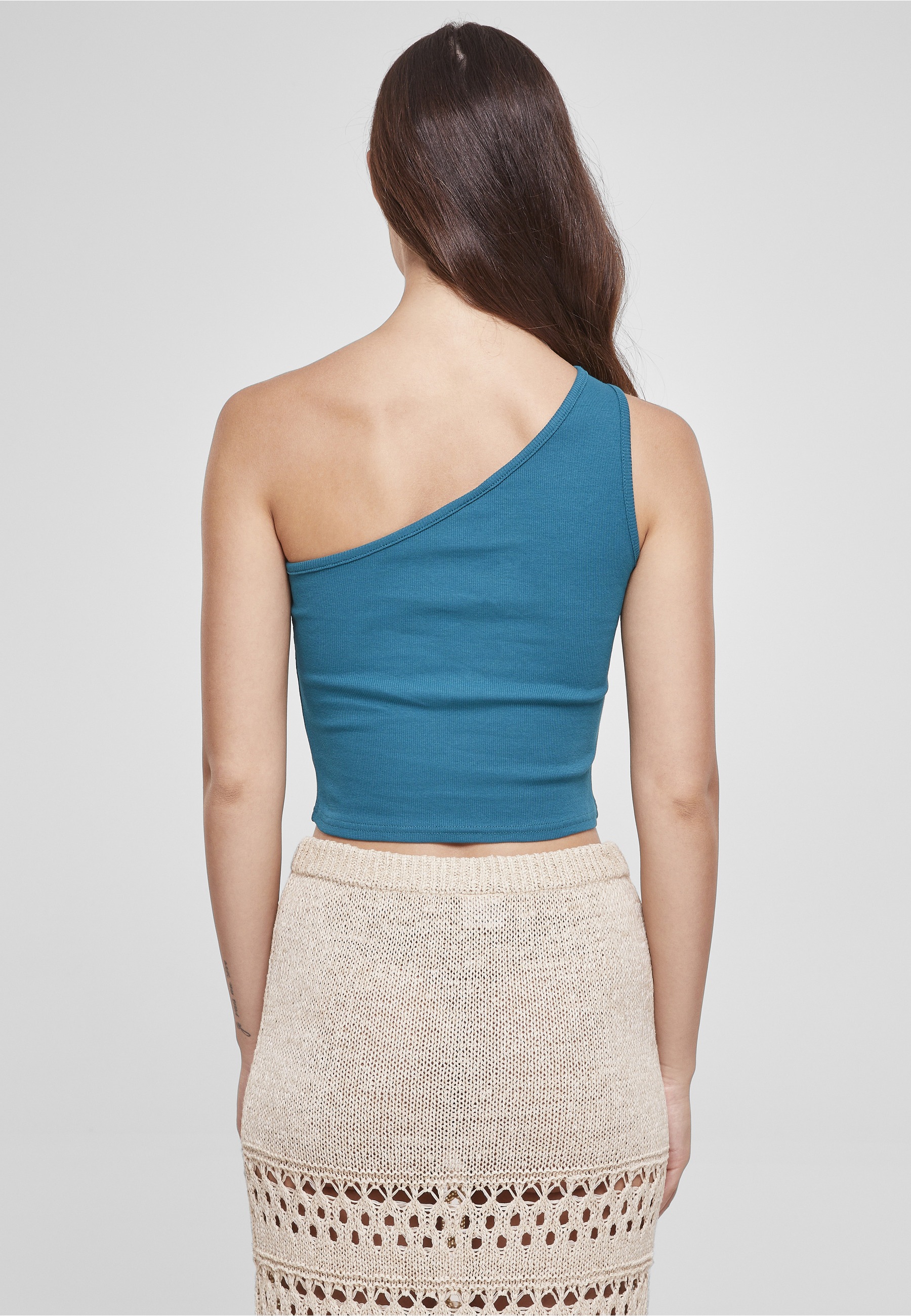 URBAN CLASSICS Tanktop »Urban Classics Damen Ladies Cropped Asymmetric Top« 1 Stk.