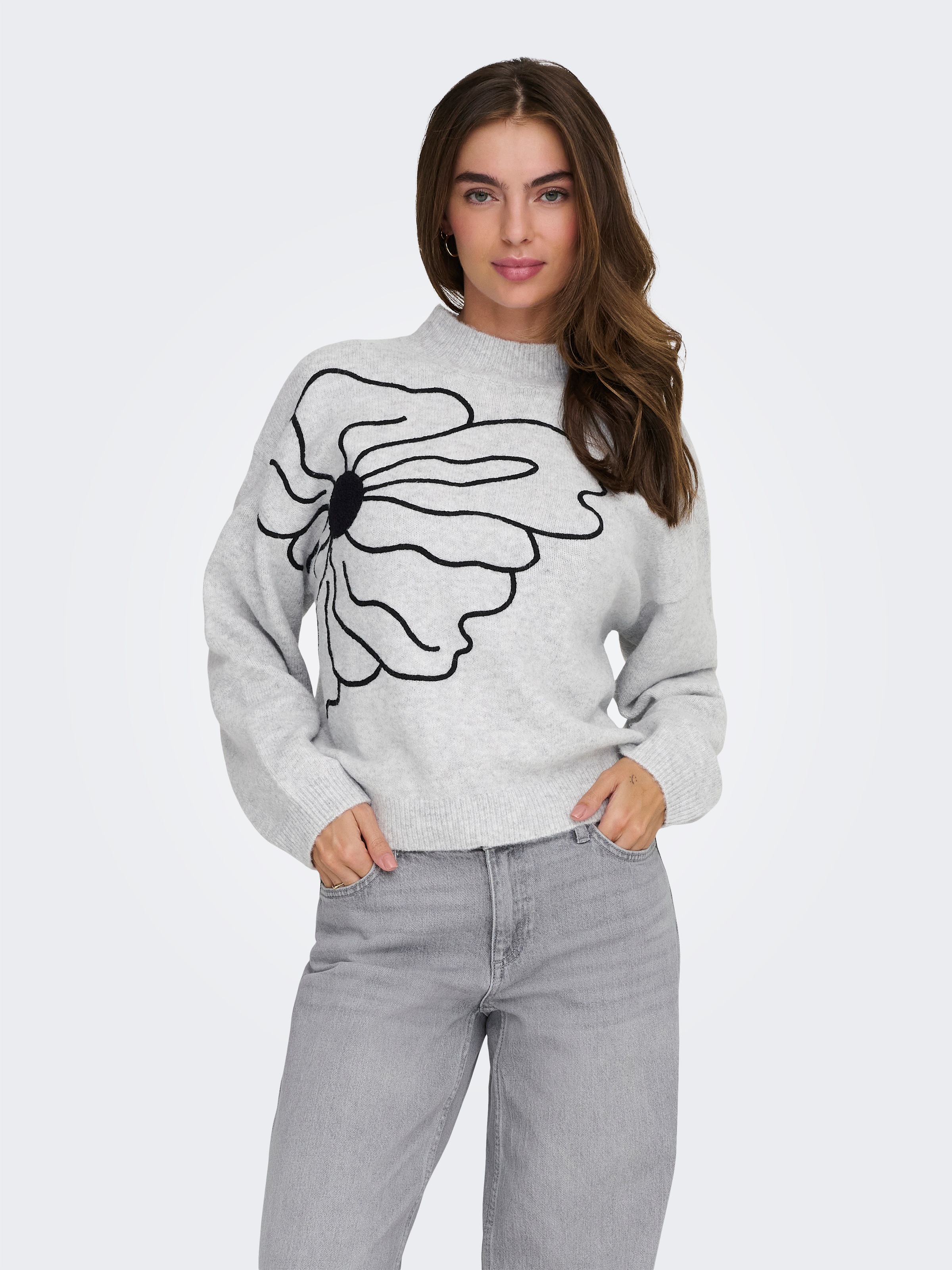 ONLY Strickpullover "ONLLOI LS HIGH NECK FLOWER PULL EX KNT" günstig online kaufen