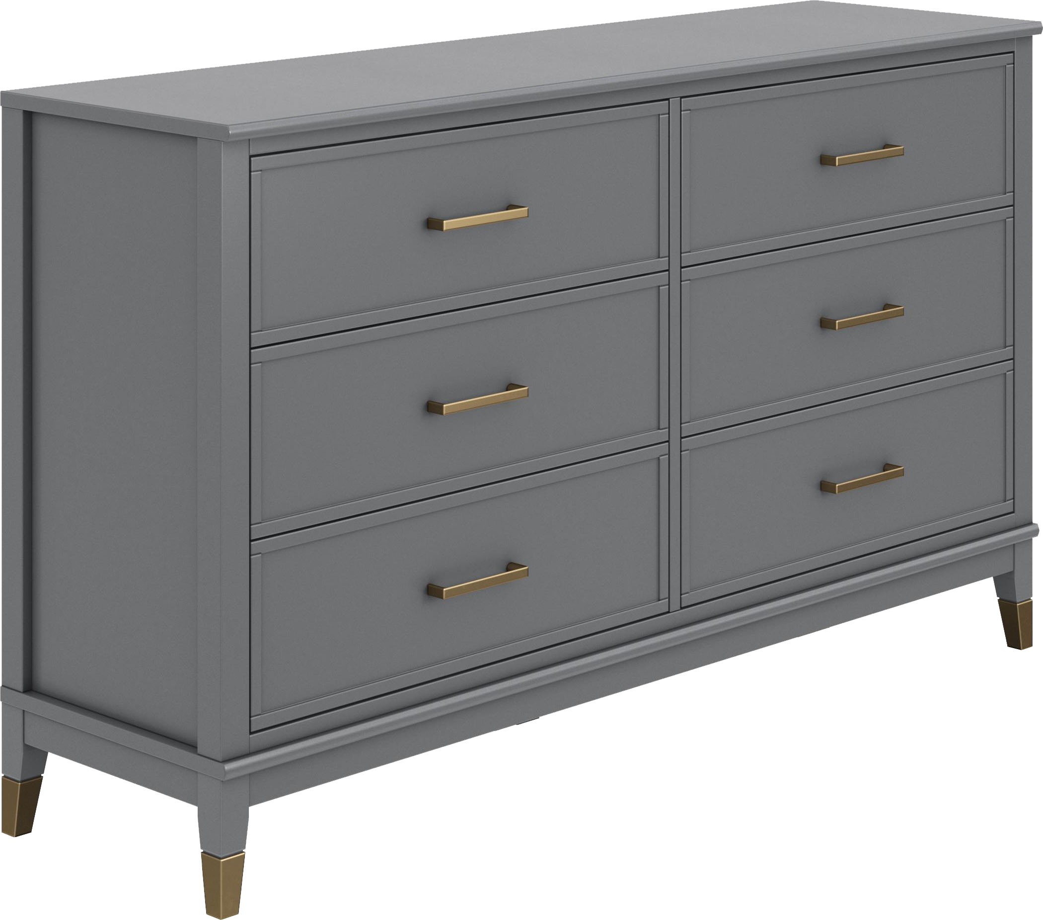 Dorel Home Kommode "Westerleigh" mit 6 Schubladen, MDF, Beine aus Massivholz, Höhe 85 cm, Breite 145 cm