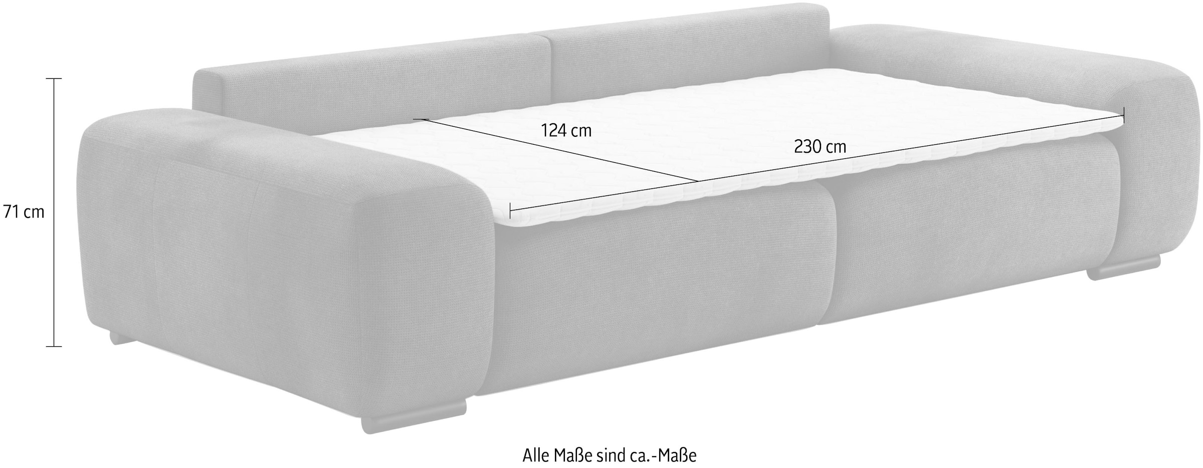 Home affaire Big-Sofa »Sundance, B/T 302/137 cm«, Dauerschläfer mit Hygiene-Topper und Transporttasche