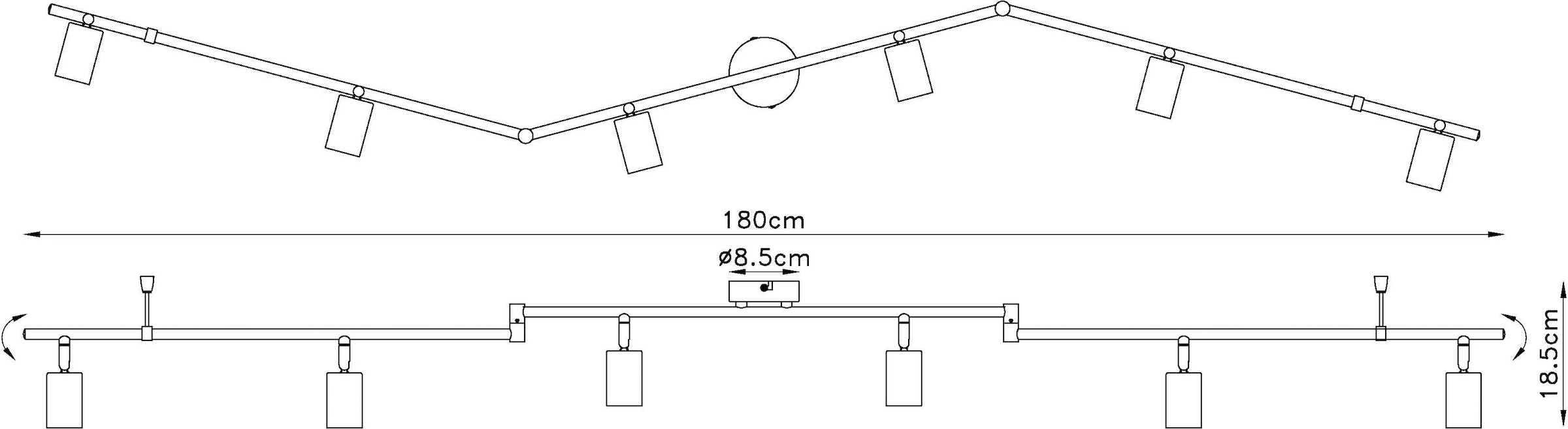 GLOBO LIGHTING Deckenstrahler »MARTHA«, Leuchtmittel E27 | ohne Leuchtmittel, Deckenspot/beweglich/schwarz/ohne Schirm/Flur/Wohnzimmer/Essbereich