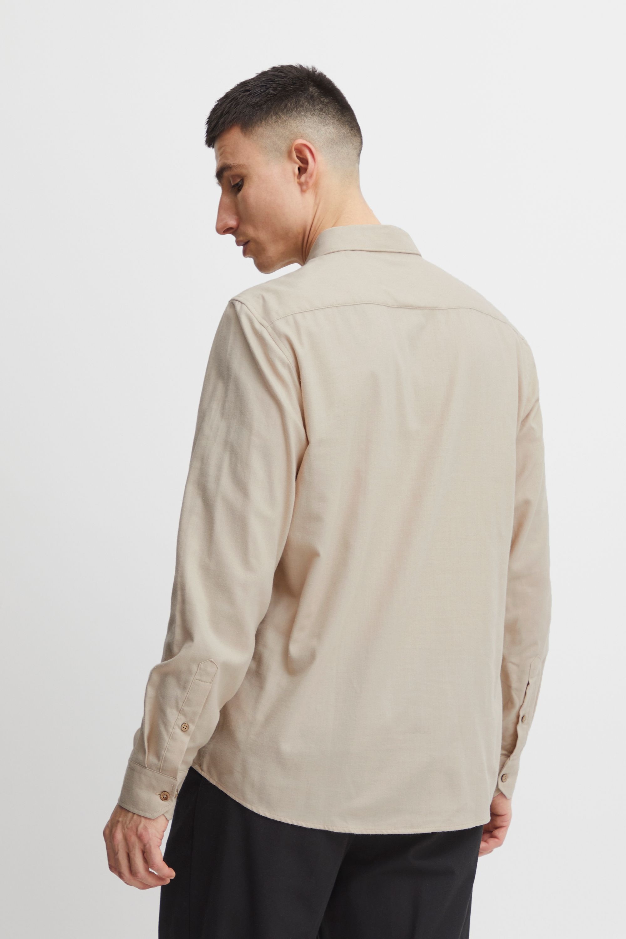 !solid Langarmhemd SOLID "Langarmhemd SDPepe", Herren, Gr. S, N-Gr, beige (humus melange), Obermaterial: 60% Baumwolle CO. 40% Polyester PES., Hemden 3