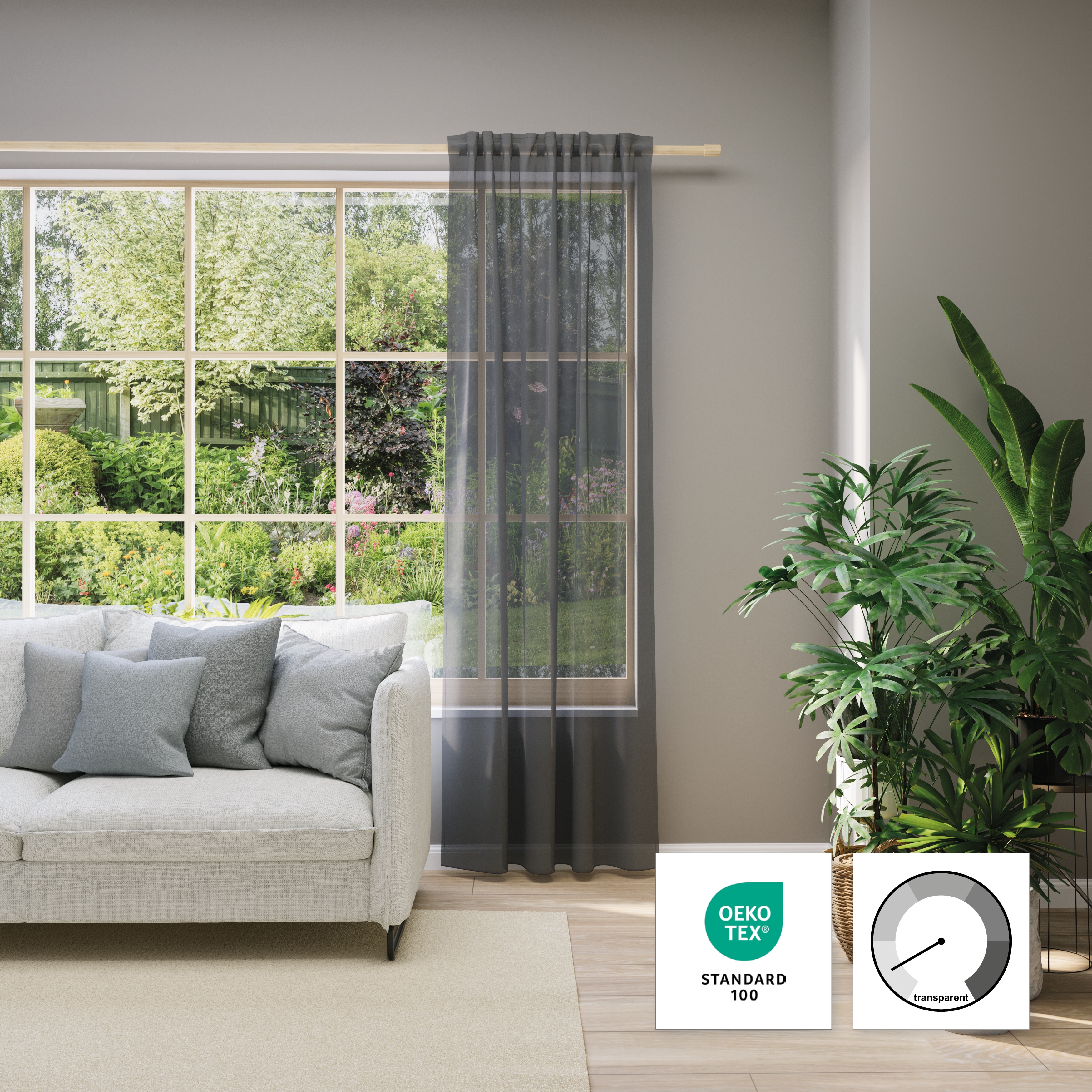 Neutex for you Vorhang nach Maß "EVA" Multifunktionsband 1 Stk. tlg. Uni-Voile mit elegantem Glanz
