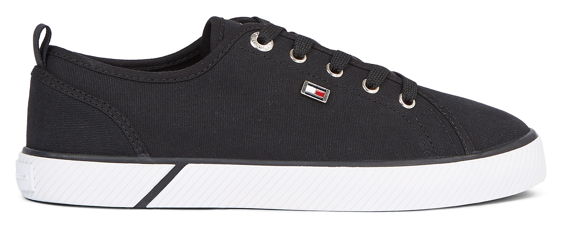 Tommy Hilfiger Plateausneaker »VULC CANVAS SNEAKER«, Freizeitschuh, Halbschuh, Schnürschuh mit praktischer Anziehlasche