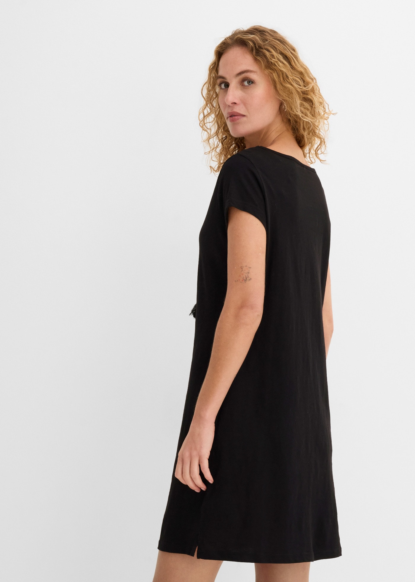 bonprix Jerseykleid für den Alltag, aus Baumwolle, schmale Passform, knielang