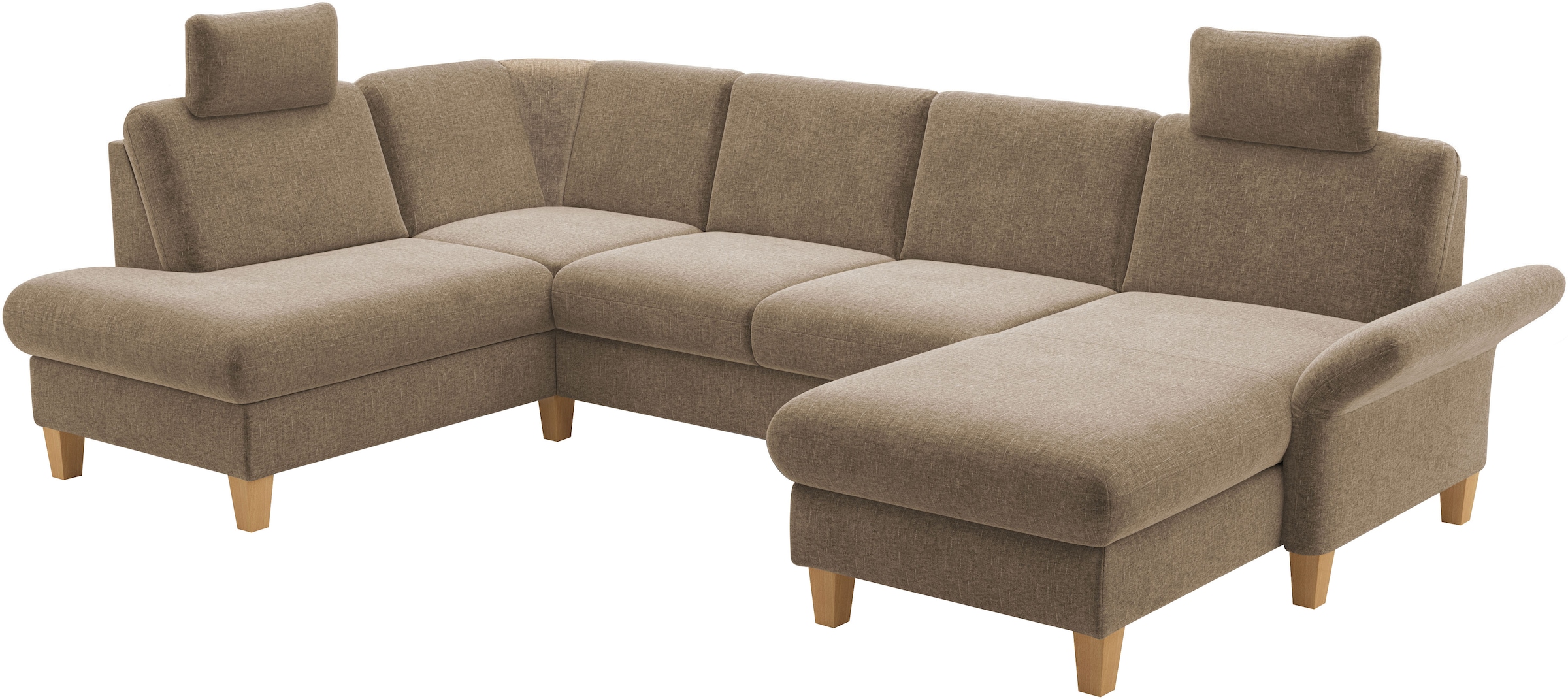 Home affaire Wohnlandschaft »Rochelle, U-Form«, optional mit Armteilverstellung, mit Bettfunktion & Bettkasten