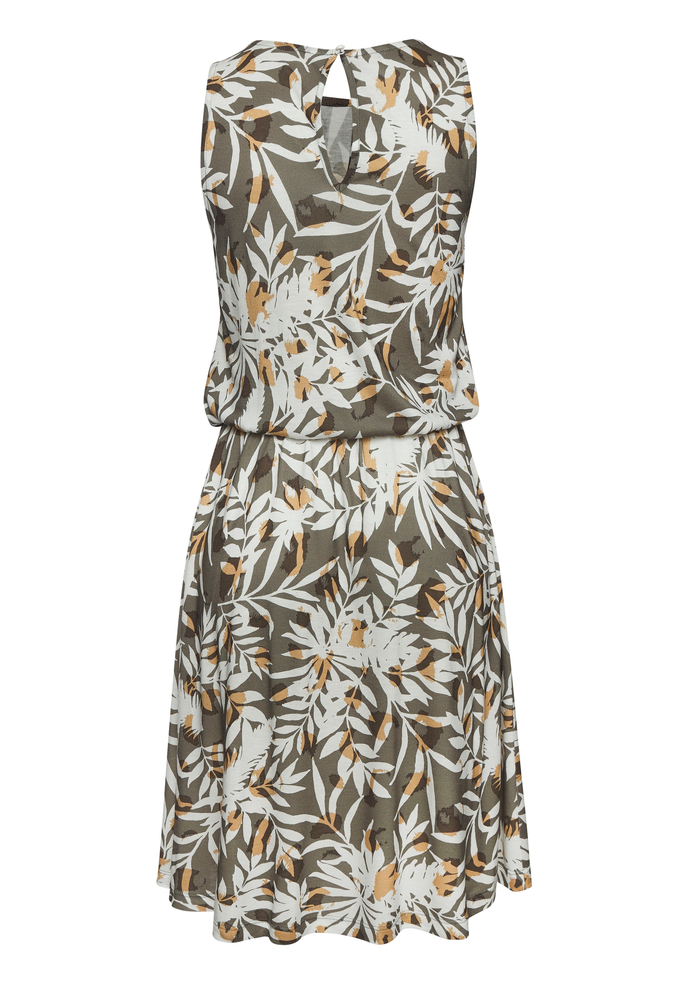 Vivance Jerseykleid, mit Blätterdruck, kurzes Sommerkleid, Strandkleid