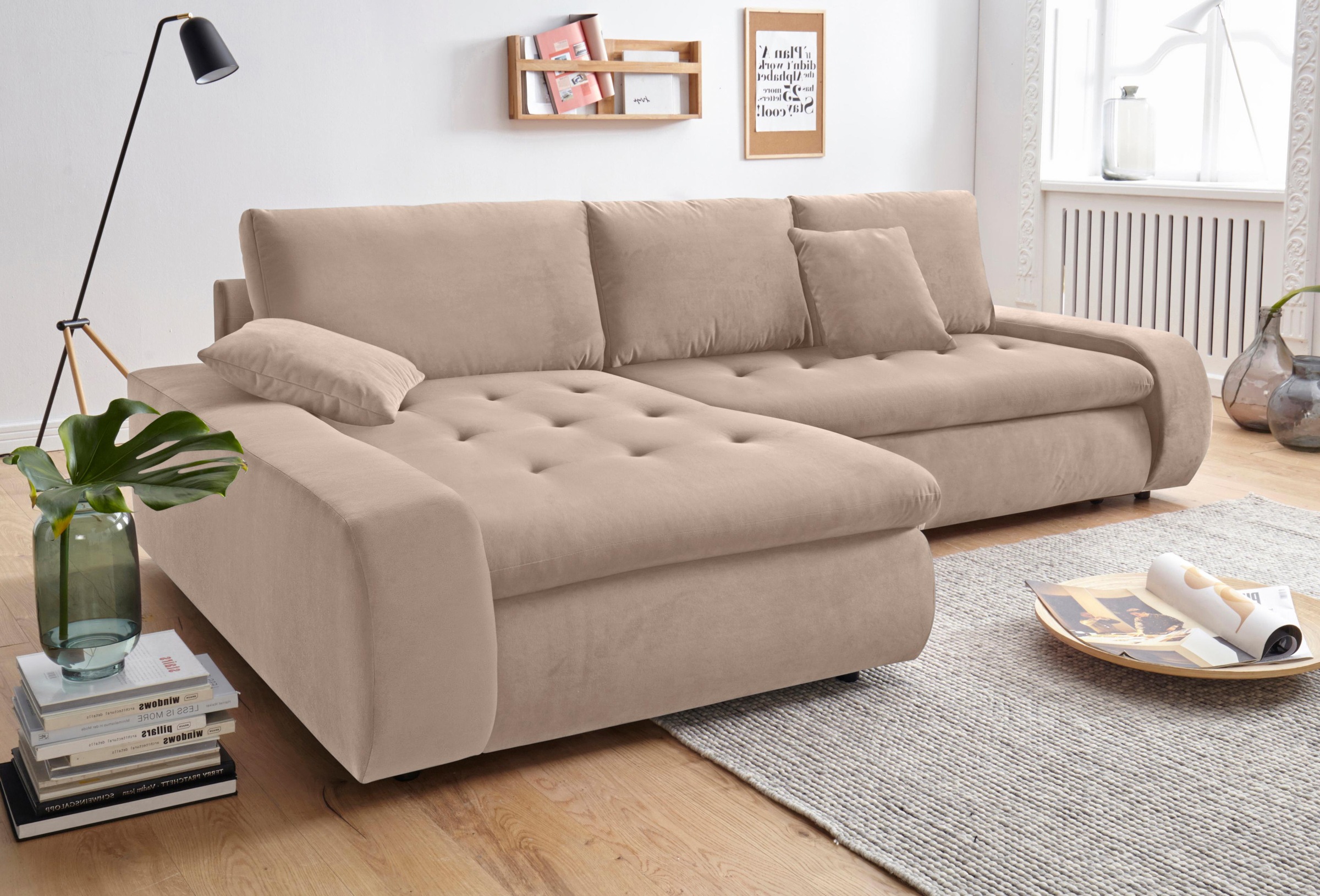 TRENDMANUFAKTUR Ecksofa »Indie II, tolle Detailverarbeitung, bequem und komfortabel im Sitz«, XL und XXL, wahlweise mit Bettfunktion, L-Form
