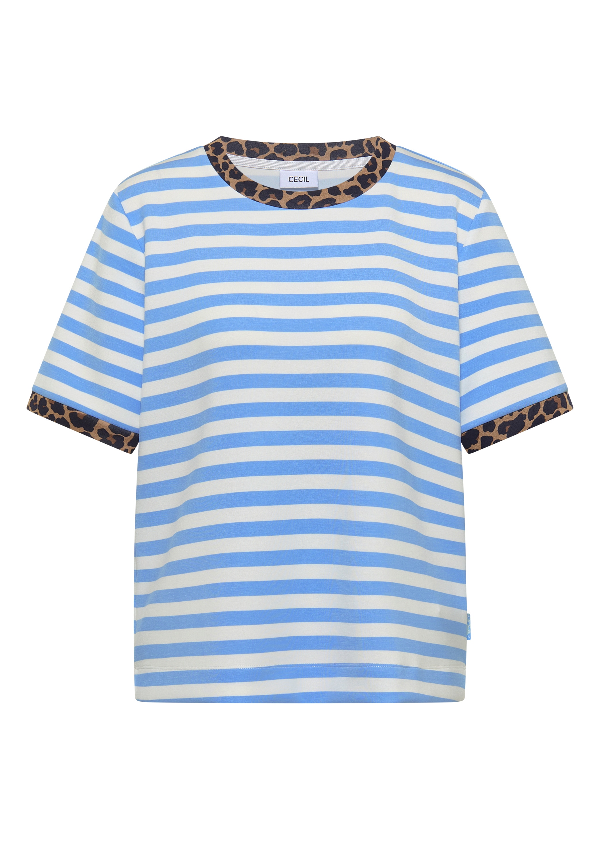 Cecil T-Shirt mit Animal-Print Details, Softer Viskosemix, Rundhals