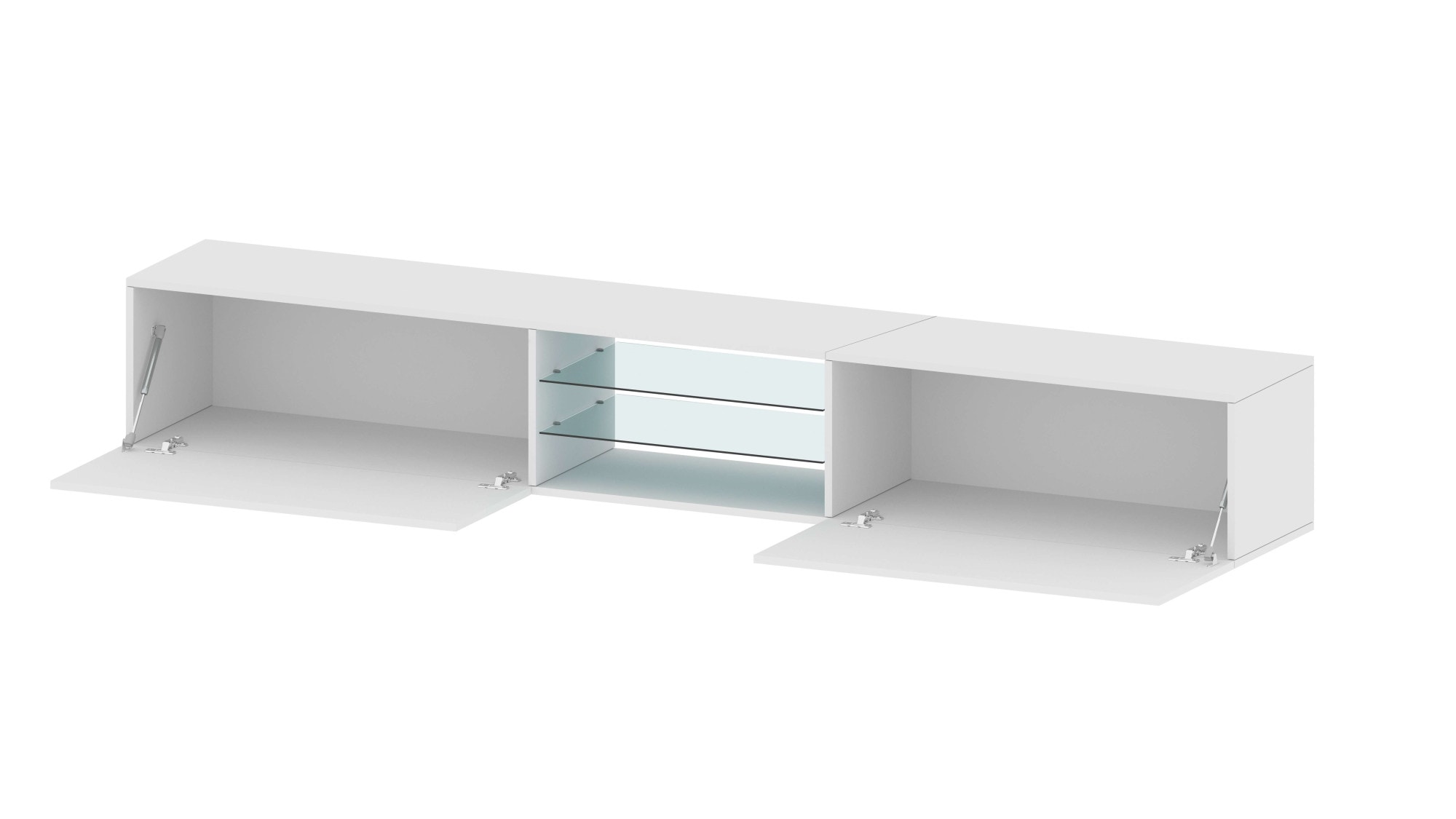 INOSIGN Lowboard »Egypt,Lowboard,TV-Kommode,TV-Möbel,TV-Bank«, mit 2 Klappen, 2 Glasböden,kompl. Hochgl. lackiert (B/T/H)240x38x35 cm