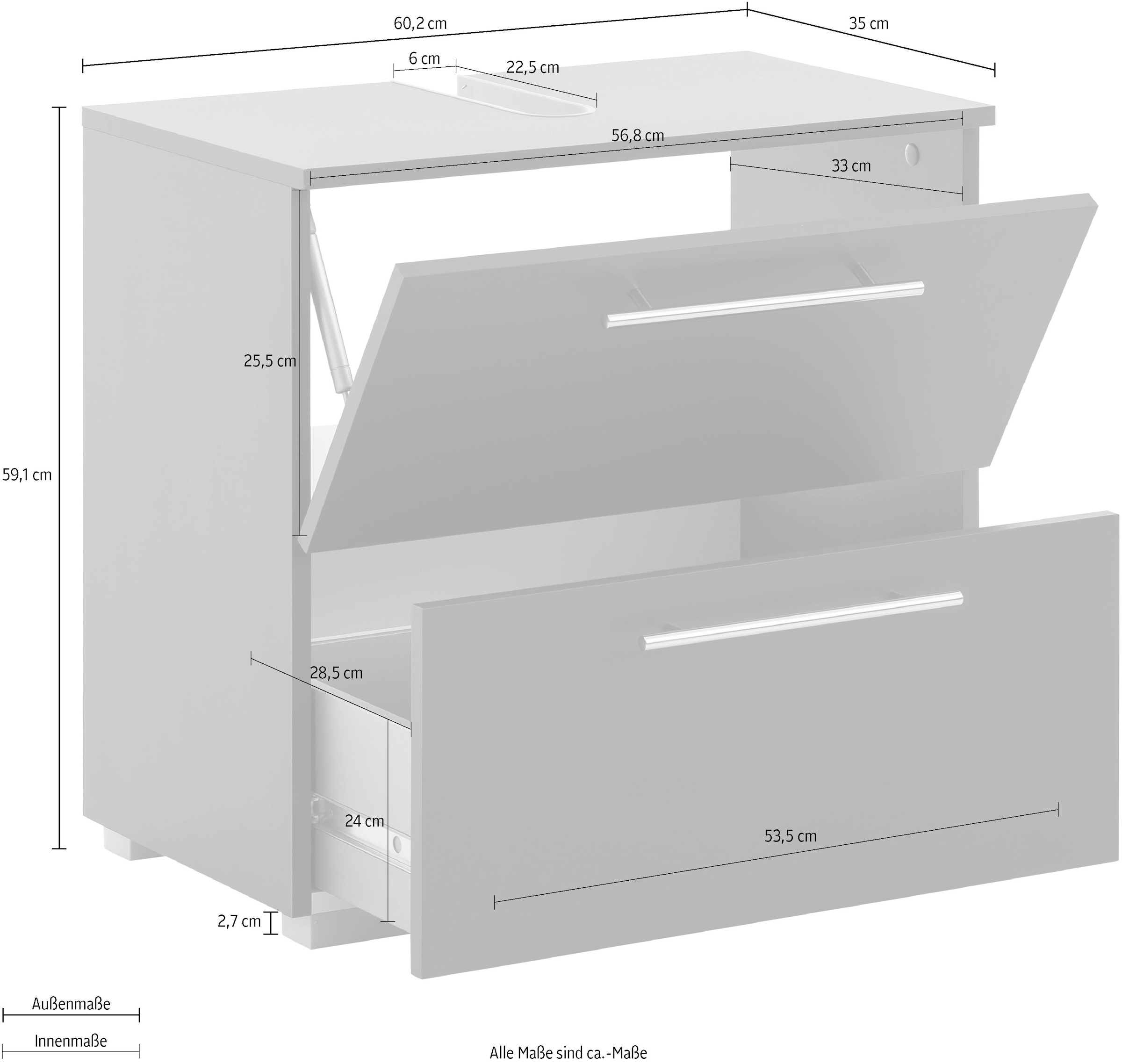 Schildmeyer Waschbeckenunterschrank »Carlos made in Germany«, Breite 60 cm