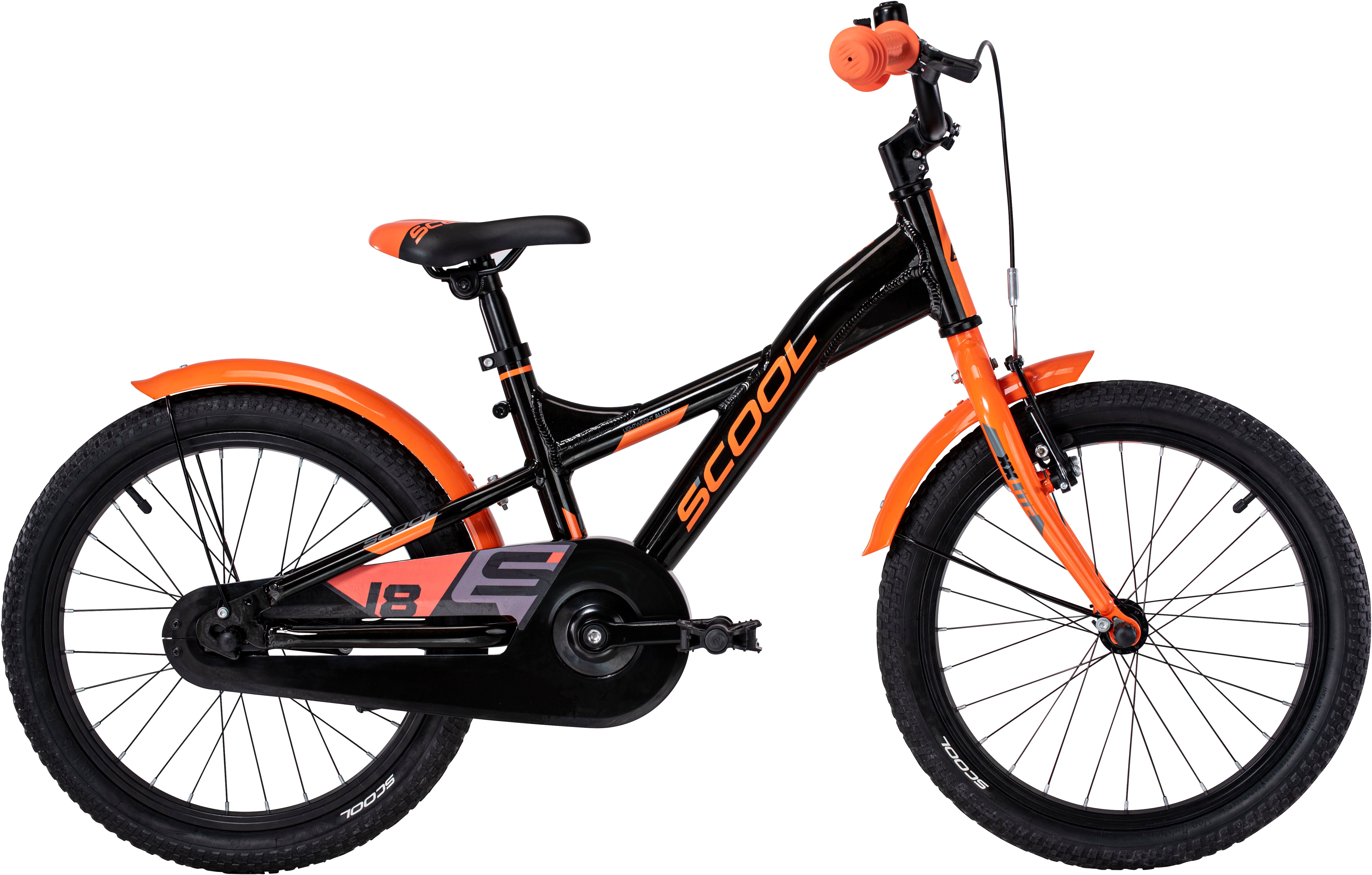S’COOL Kinderfahrrad "SCOOL XXlite 18-1S - Black/Orange" 1 Gang ohne Schaltung Stützräder montierbar