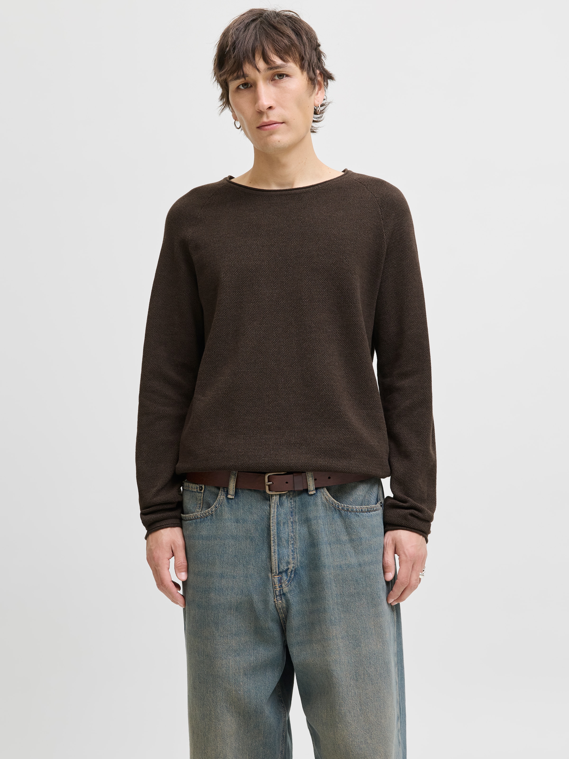 Jack & Jones Rundhalspullover "JJEHILL KNIT CREW NECK NOOS", mit Strukturst günstig online kaufen